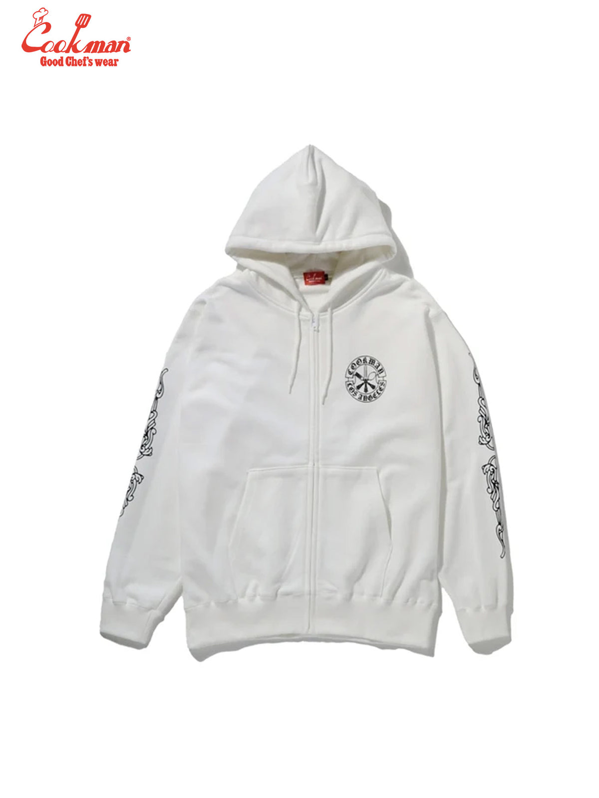 Zip-up Hoodie - Cutlery : White