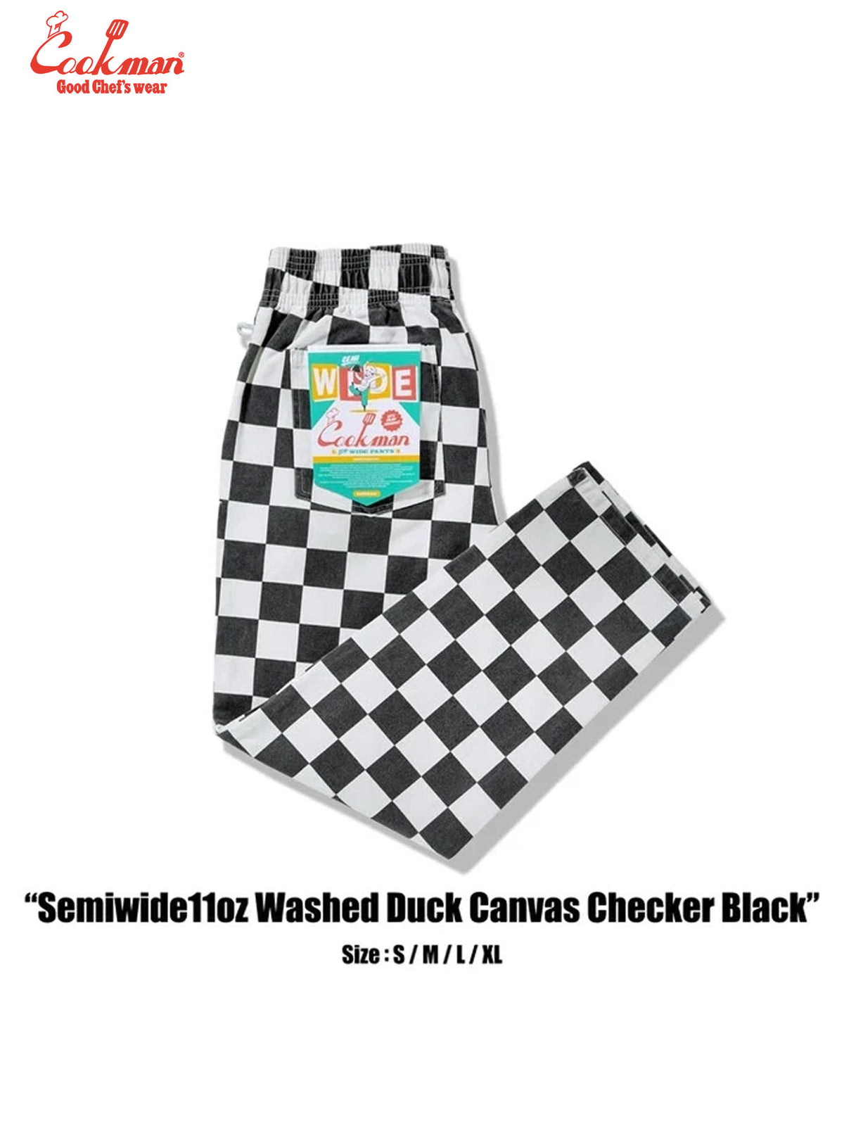 Chef Pants Semiwide -  Washed Duck Canvas Checker : Black