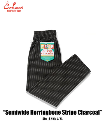 Chef Pants Semiwide -  Herringbone Stripe : Charcoal