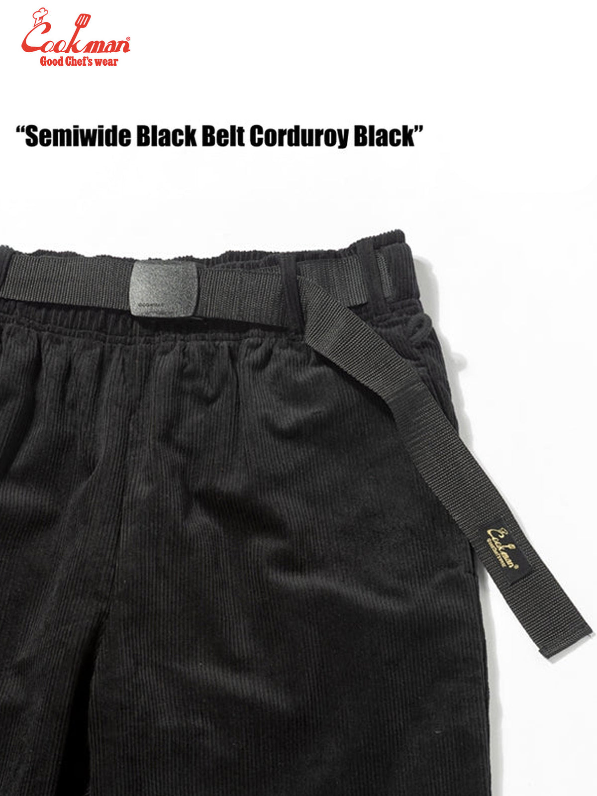 Chef Pants Semiwide - Black Belt Corduroy : Black