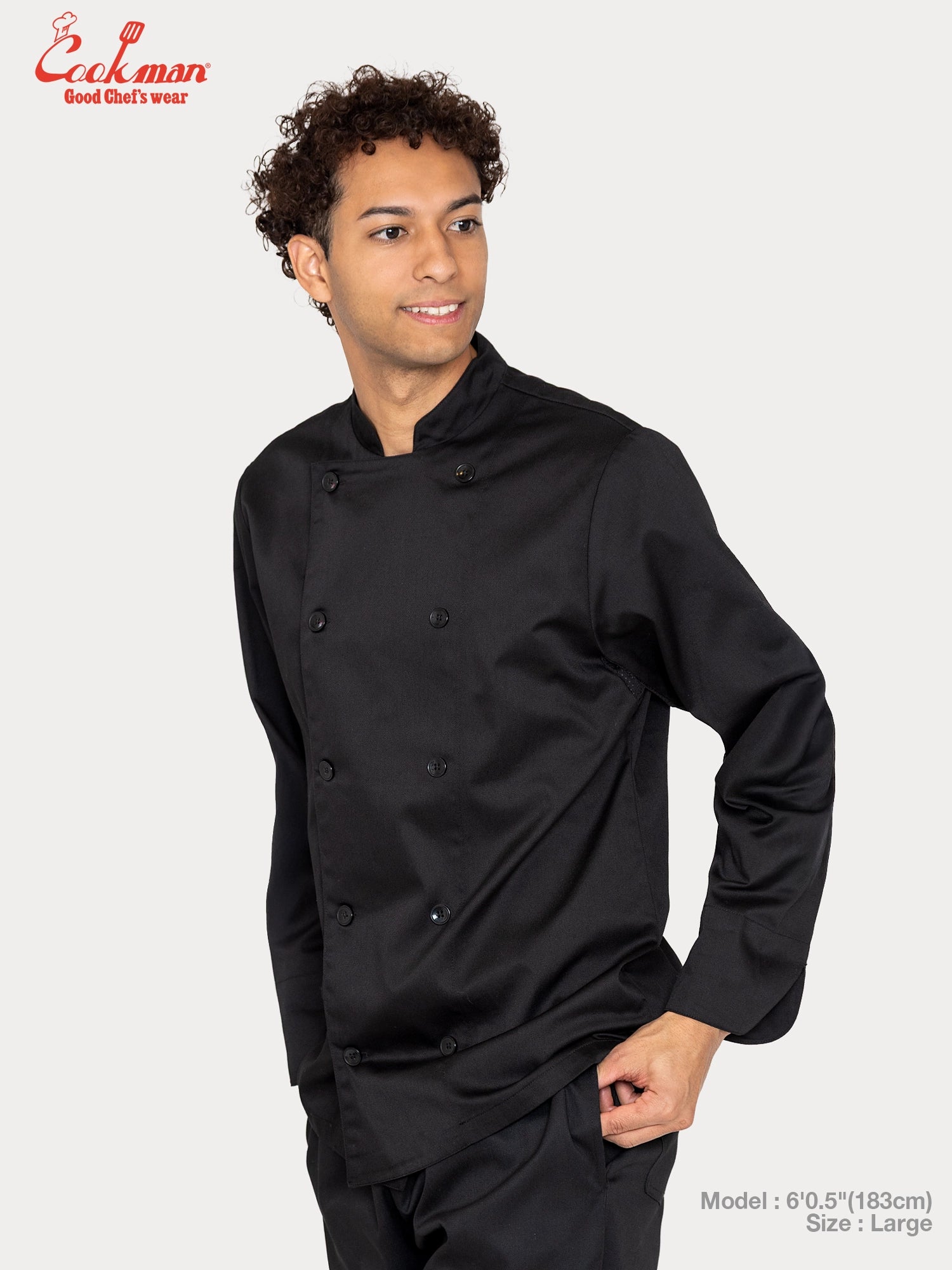 Cookman Chef Coat Long Sleeve Vented : Black