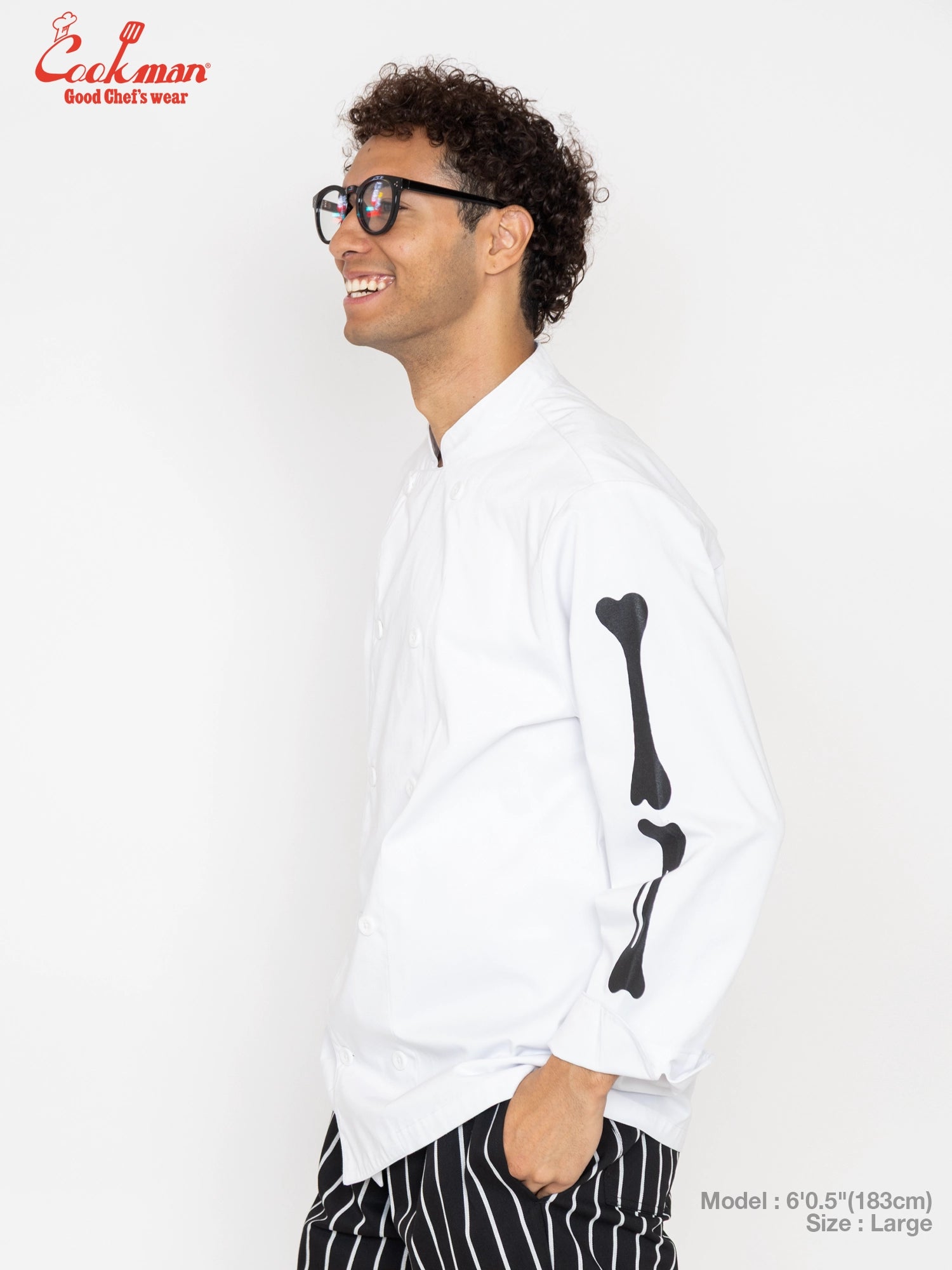 Chef Coat Long Sleeve Vented - Skull Bone : White