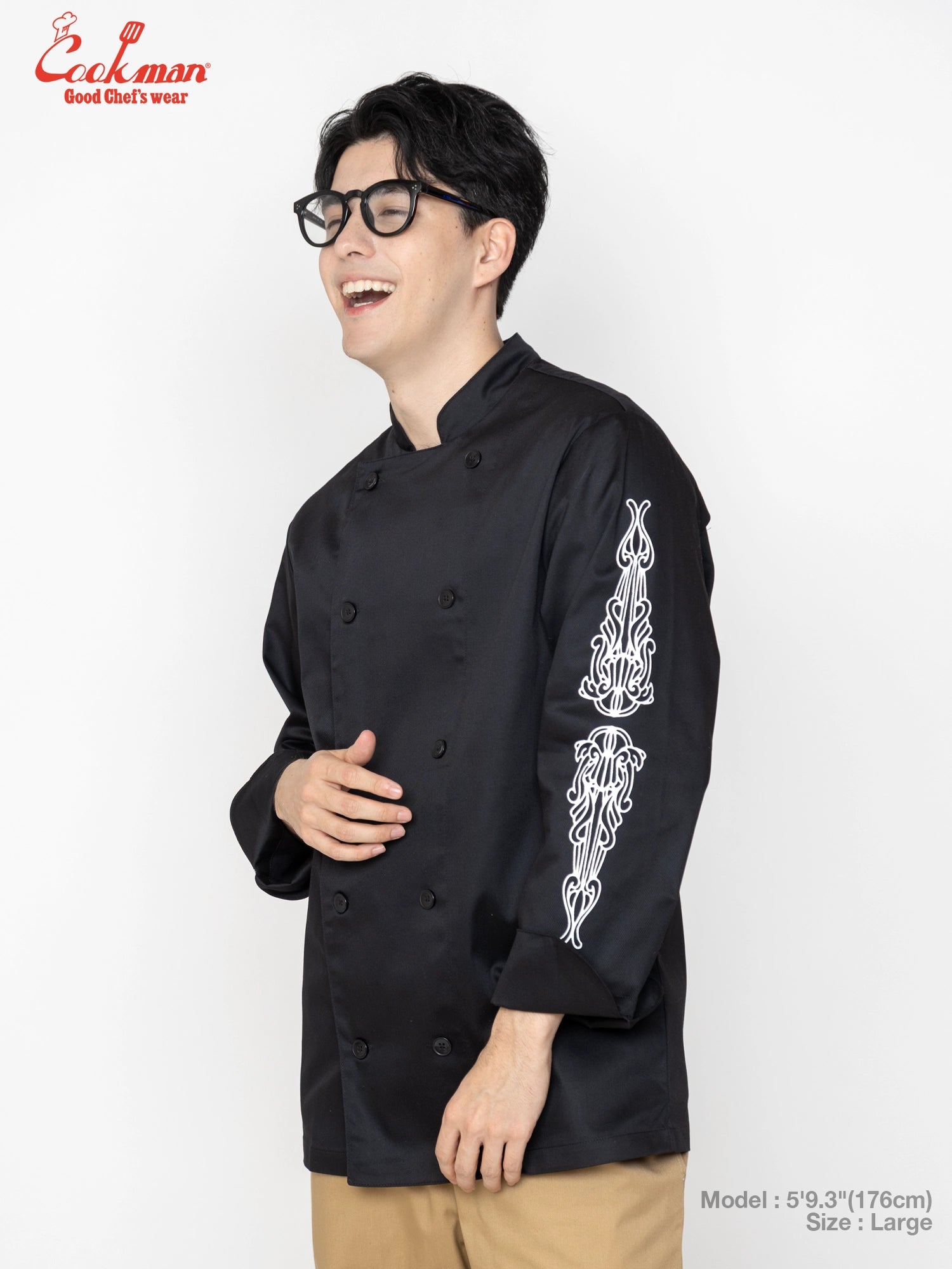 Chef Coat Long Sleeve Vented - Cutlery : Black