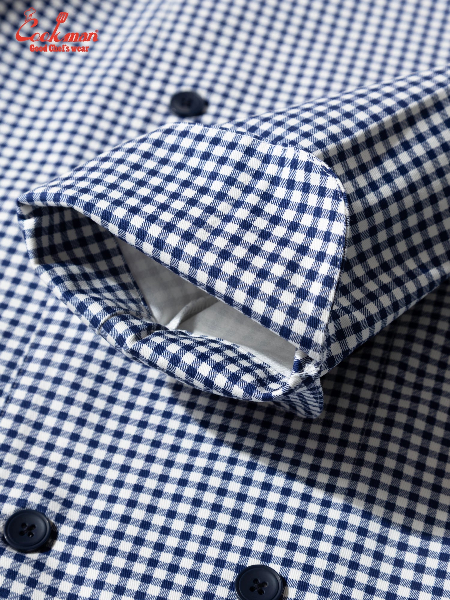 Cookman Chef Coat Long Sleeve Vented - Gingham : Navy