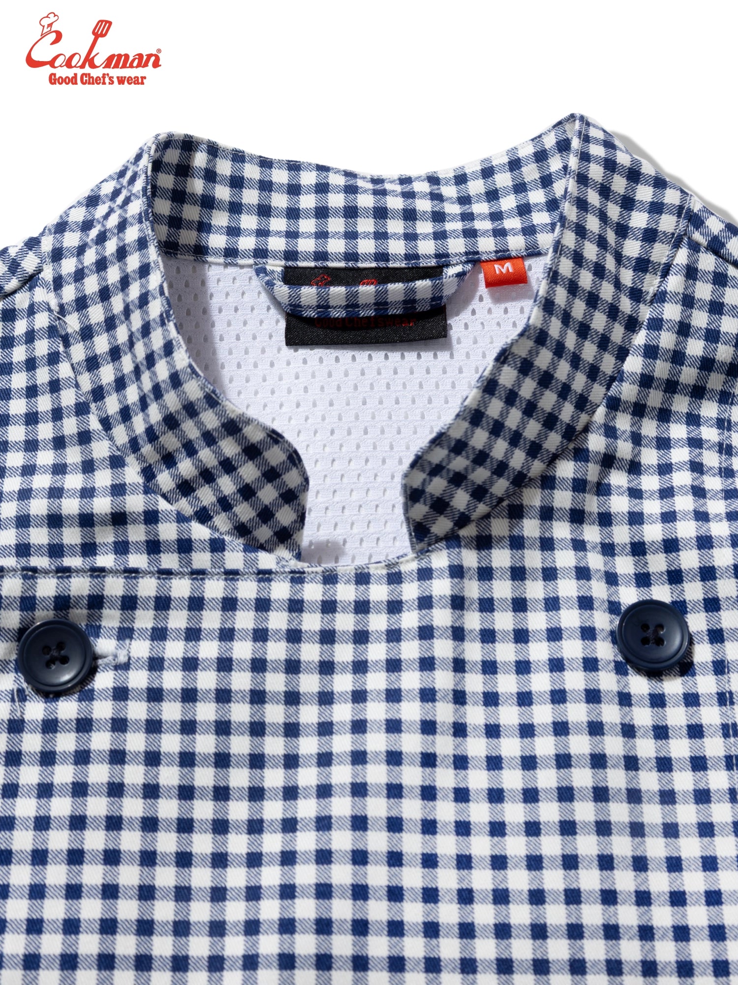 Cookman Chef Coat Long Sleeve Vented - Gingham : Navy