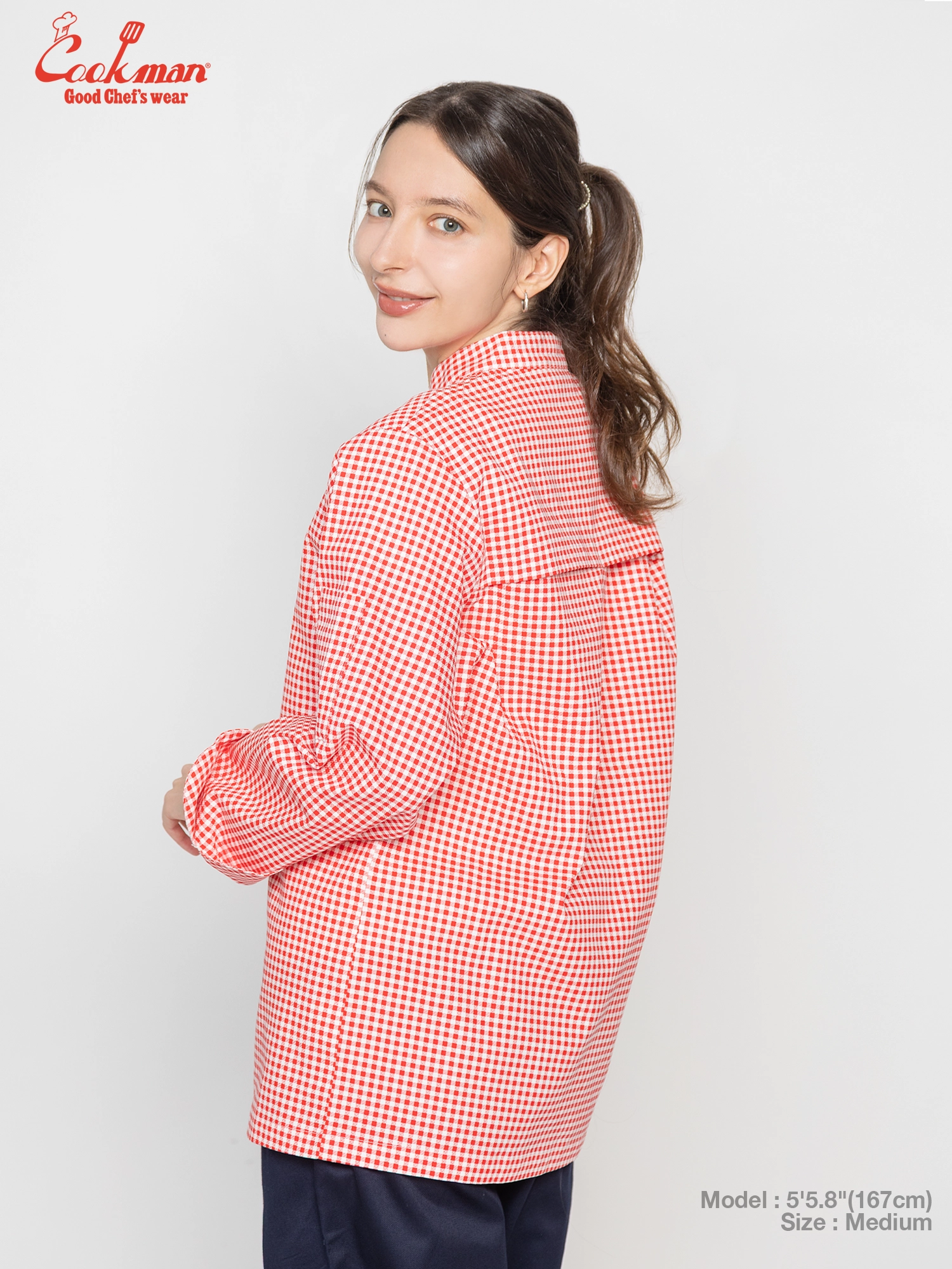 Cookman Chef Coat Long Sleeve Vented - Gingham : Red