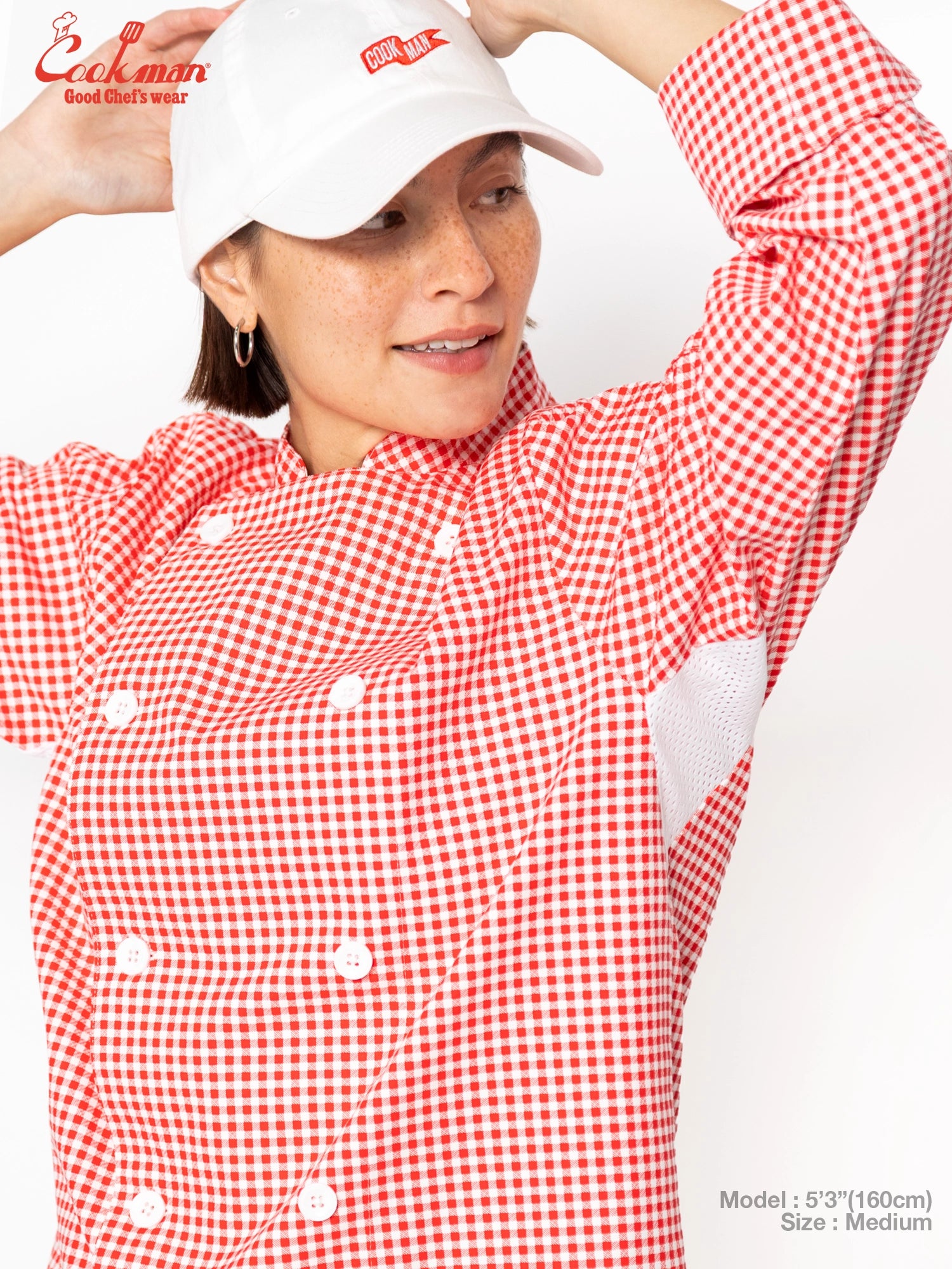 Cookman Chef Coat Long Sleeve Vented - Gingham : Red