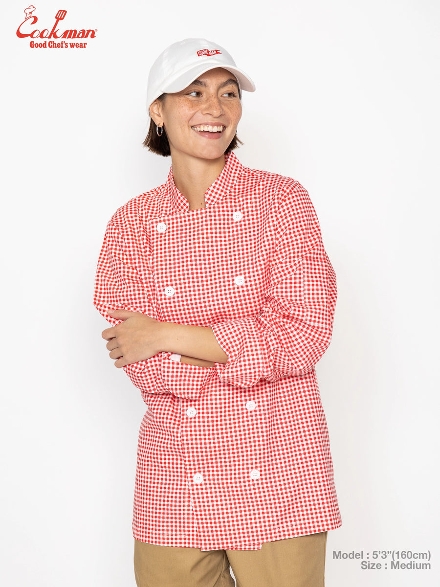 Chef Coat Long Sleeve Vented - Gingham : Red
