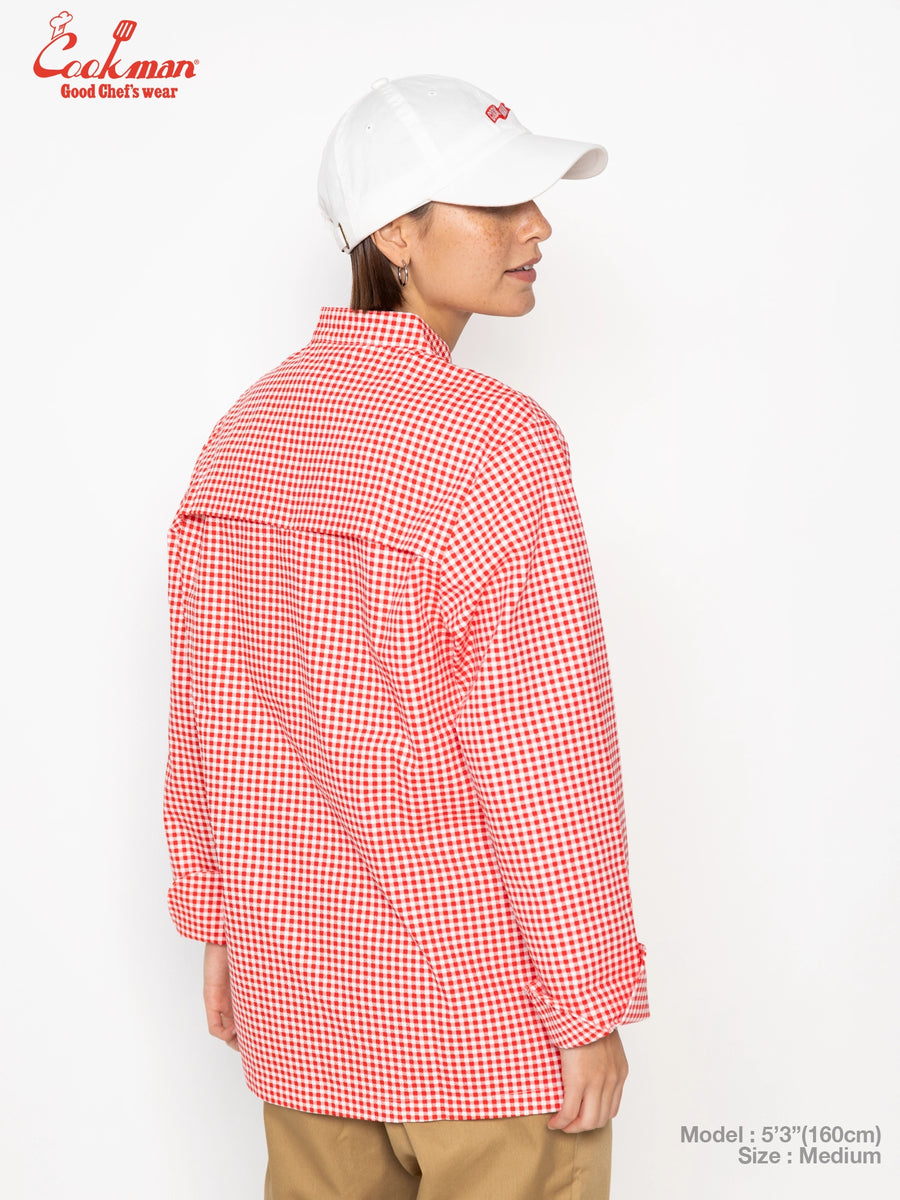 Chef Coat Long Sleeve Vented - Gingham : Red