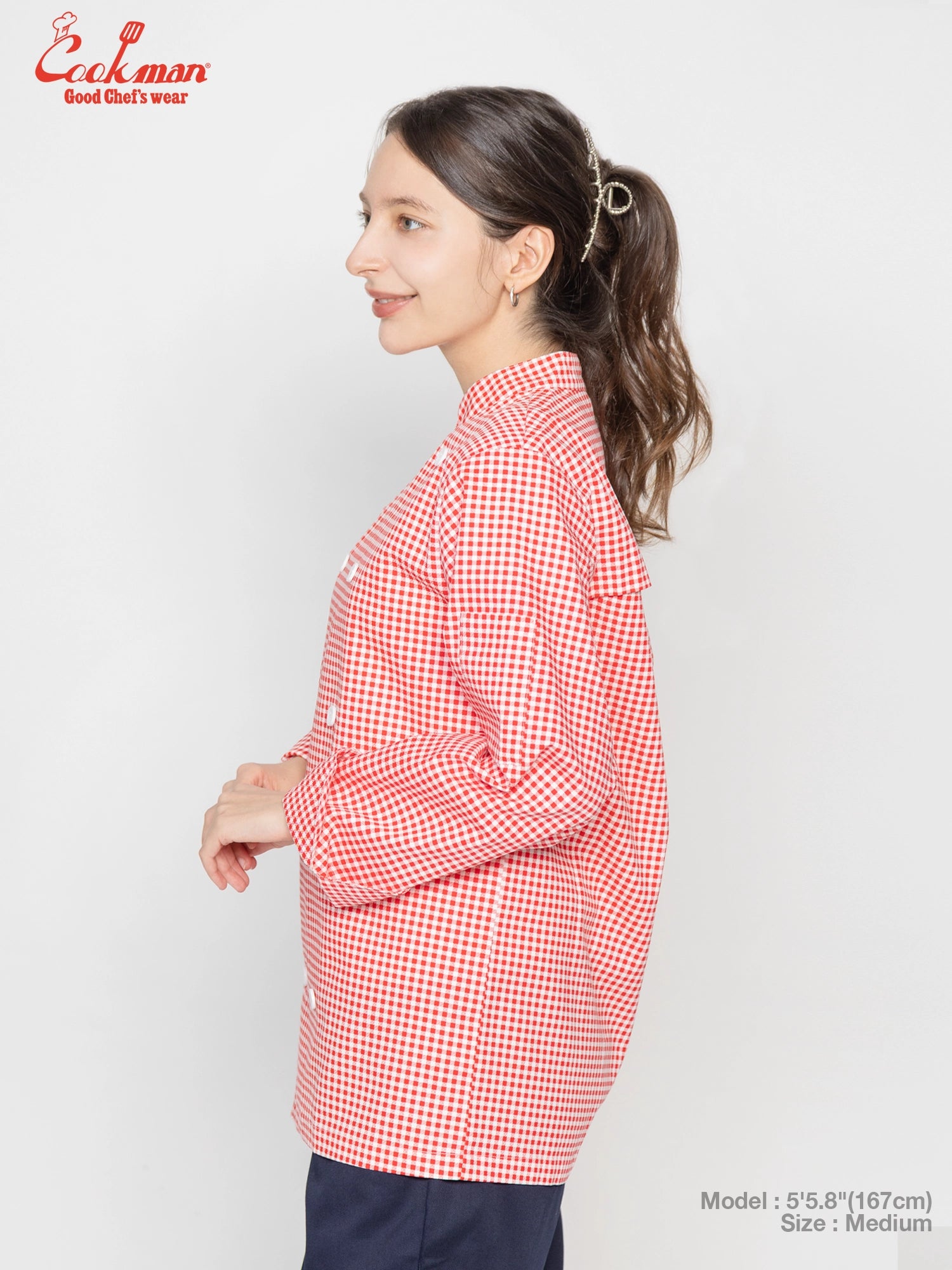 Cookman Chef Coat Long Sleeve Vented - Gingham : Red