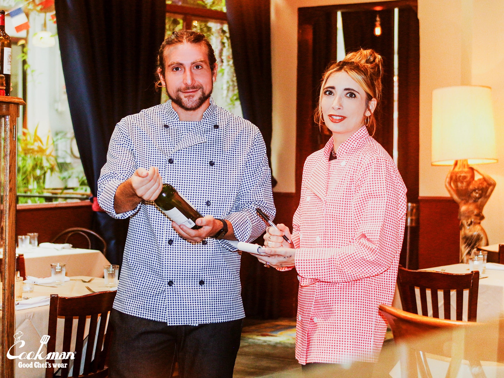 Cookman Chef Coat Long Sleeve Vented - Gingham : Red