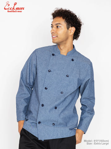 Cookman Chef Coat Long Sleeve Vented - Chambray : Blue