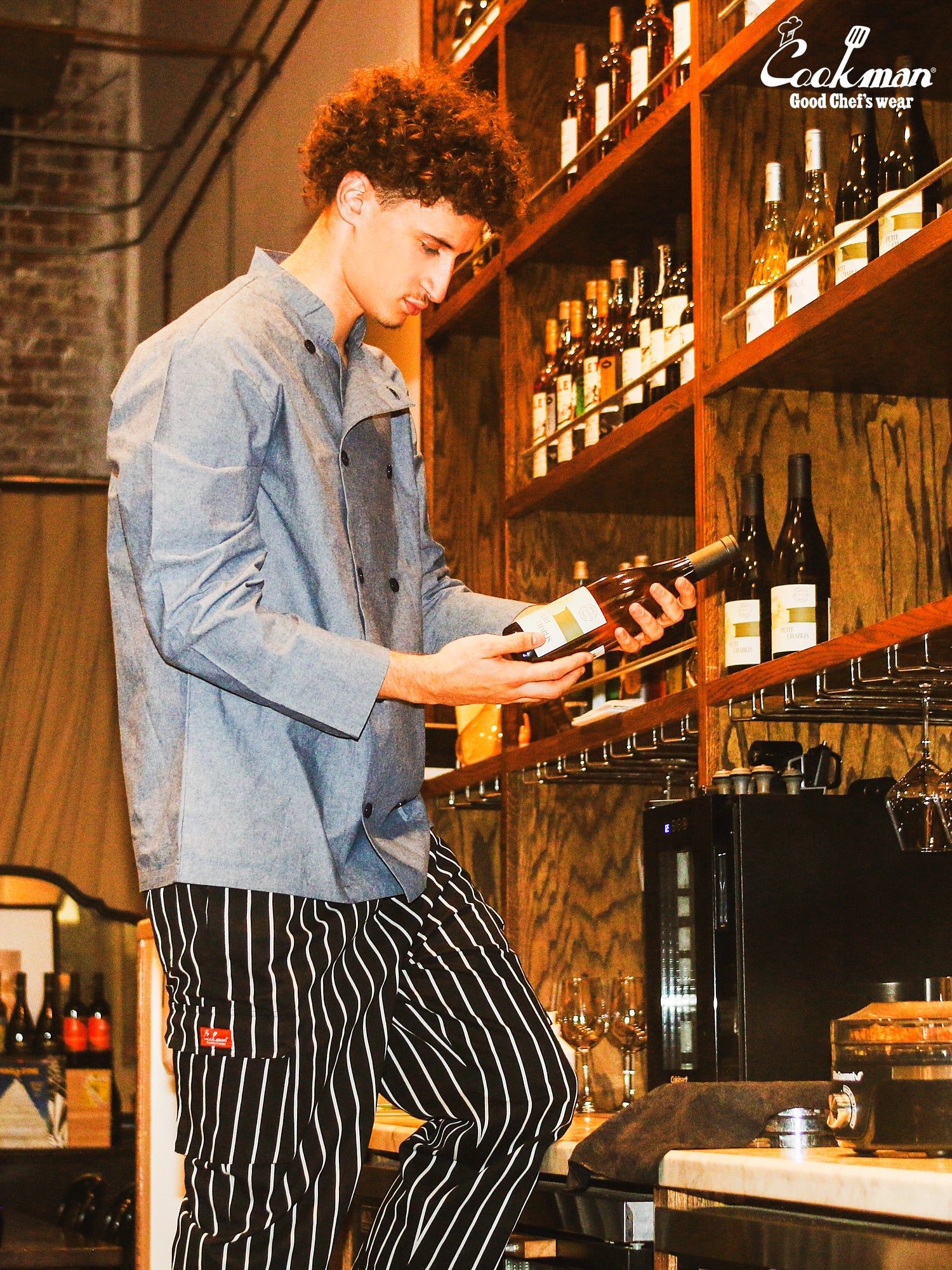 Cookman Chef Coat Long Sleeve Vented - Chambray : Blue