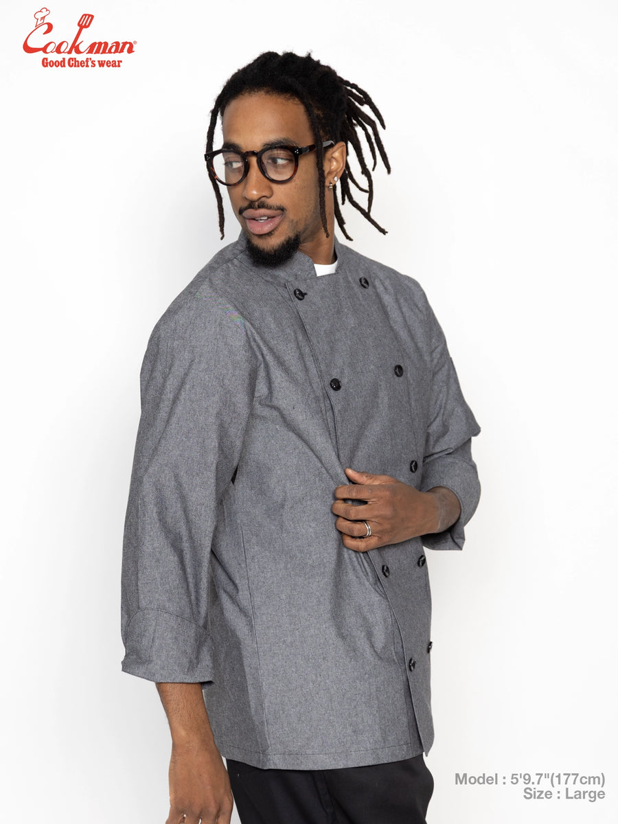 Chef Coat Long Sleeve Vented - Chambray : Black