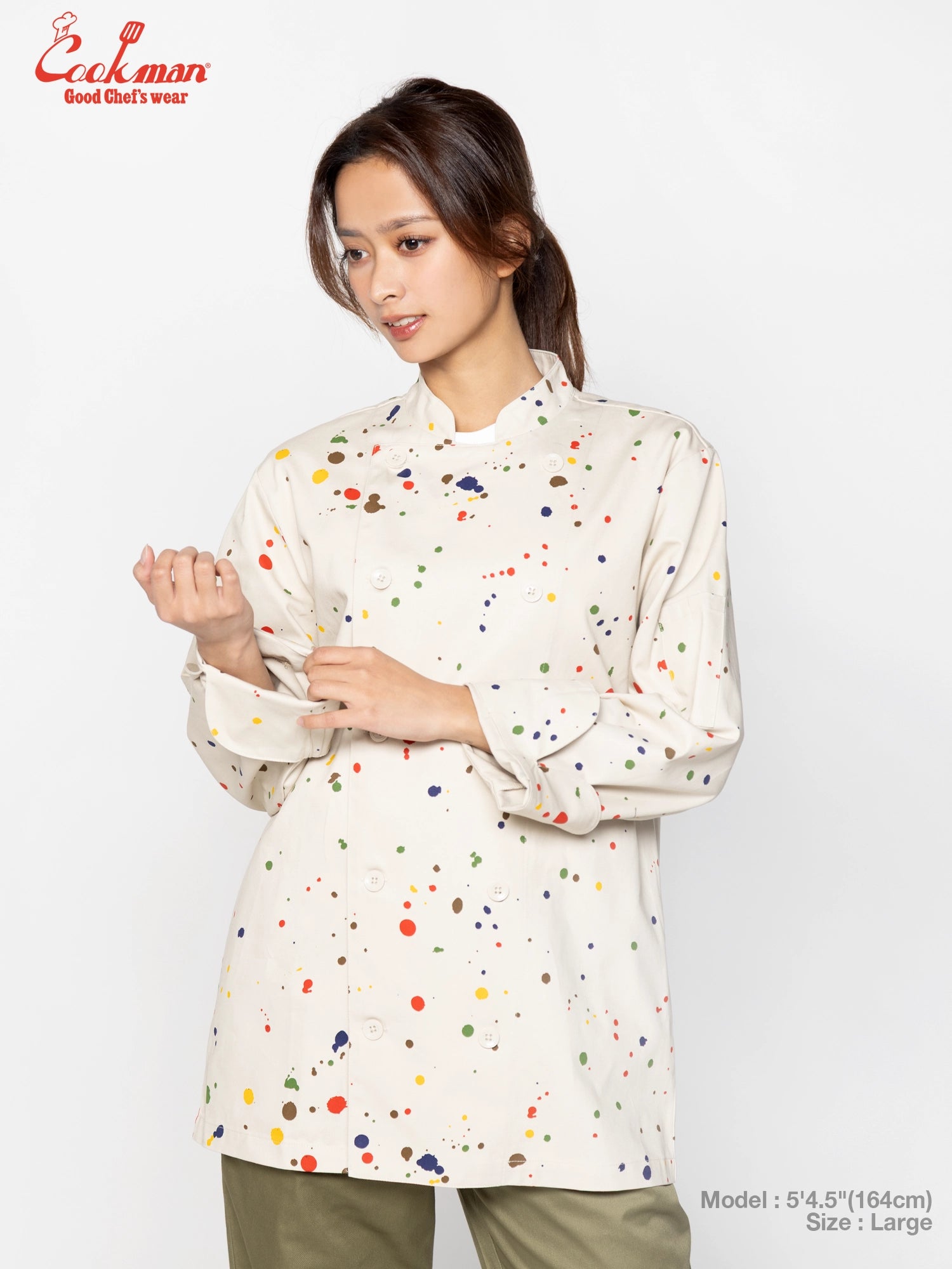 Cookman Chef Coat Long Sleeve Vented - Sauce Splash : Beige