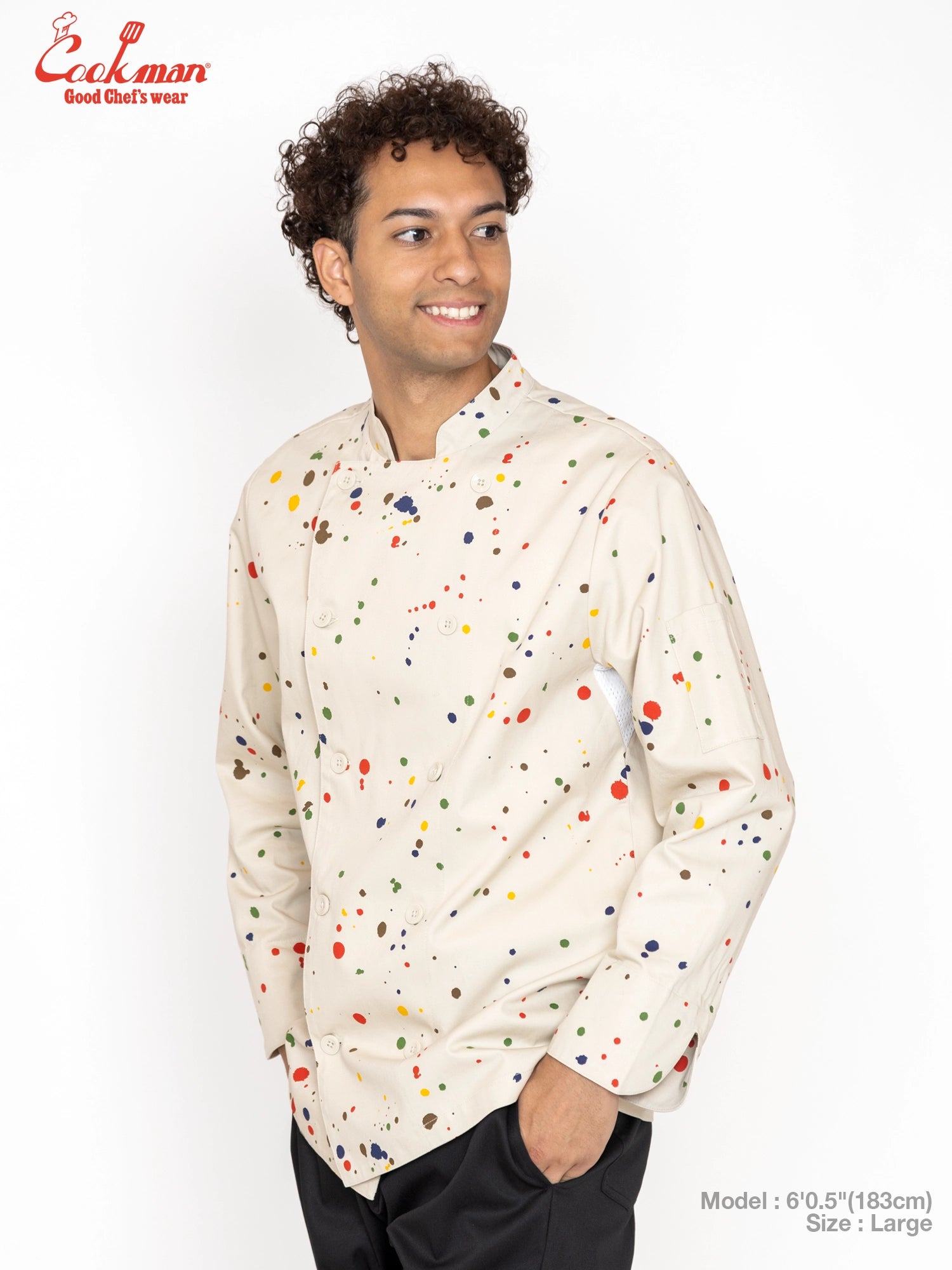 Cookman Chef Coat Long Sleeve Vented - Sauce Splash : Beige