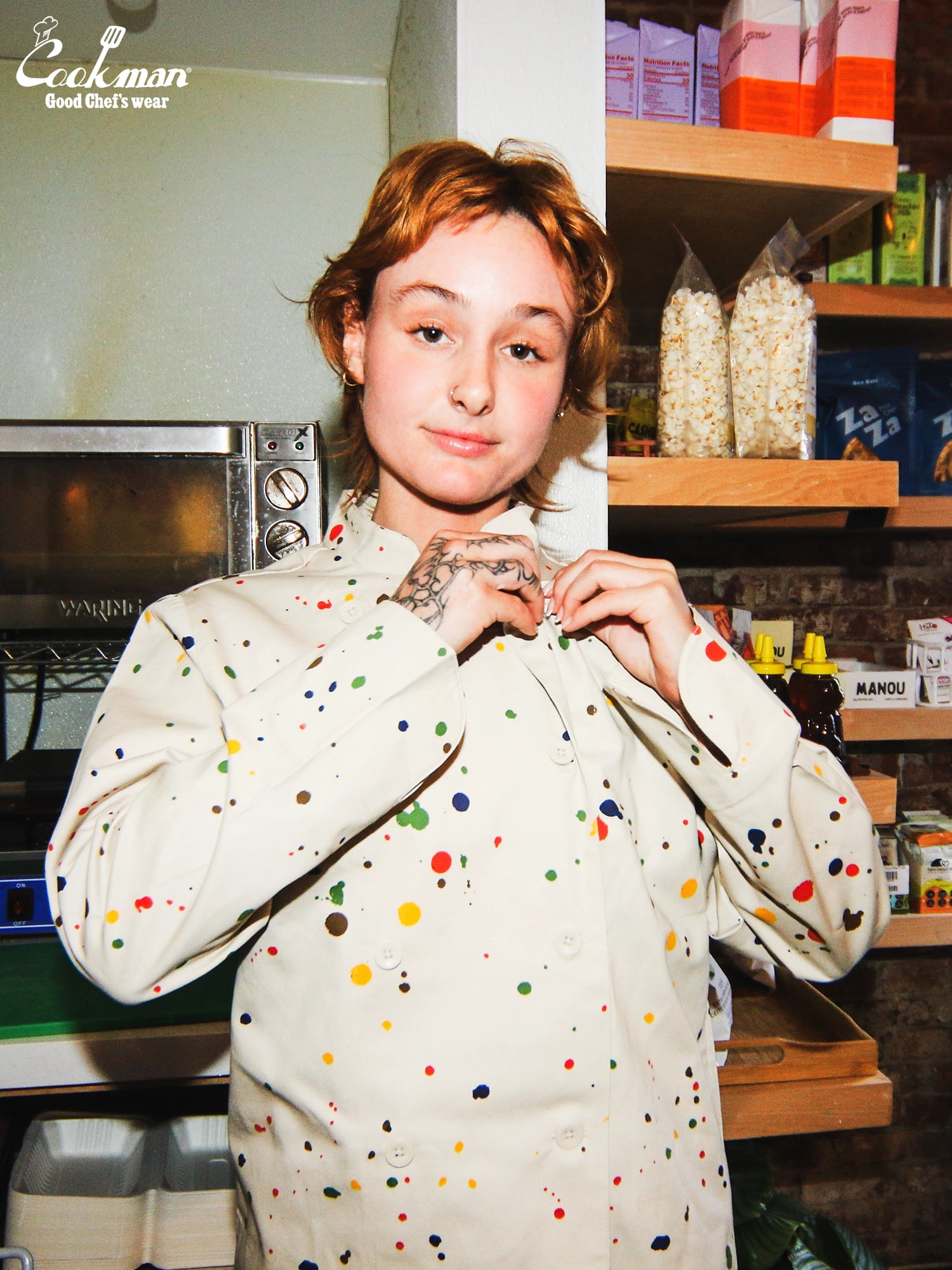 Cookman Chef Coat Long Sleeve Vented - Sauce Splash : Beige