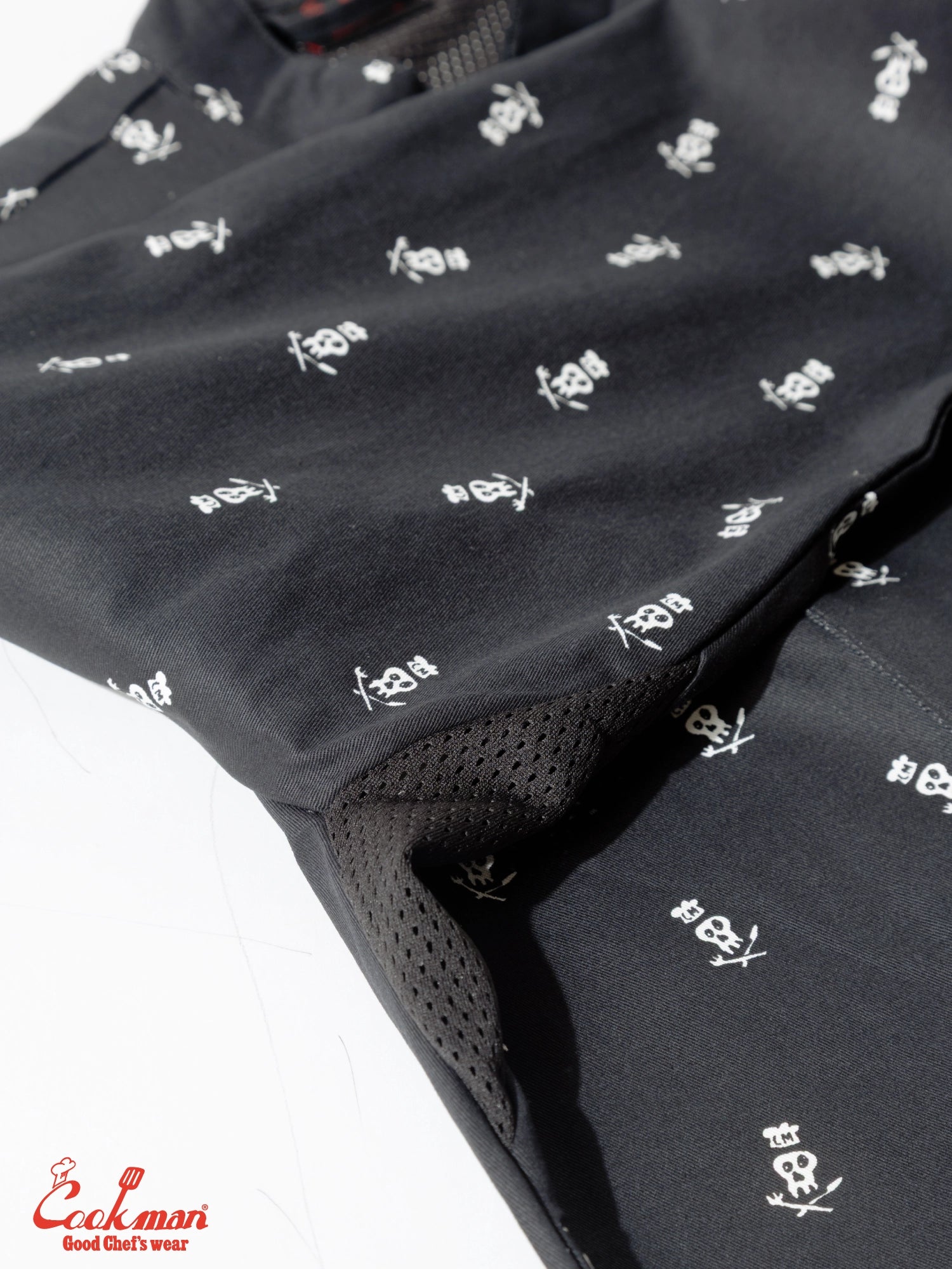 Cookman Chef Coat Long Sleeve Vented - Skull  : Black
