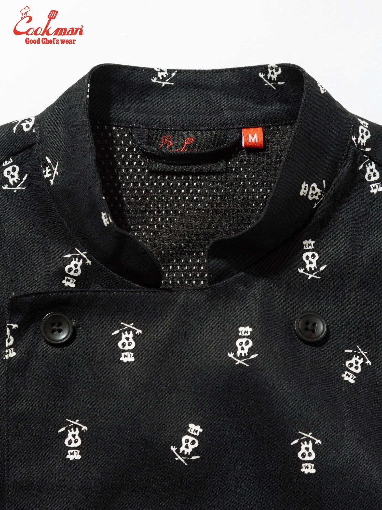 Cookman Chef Coat Long Sleeve Vented - Skull  : Black