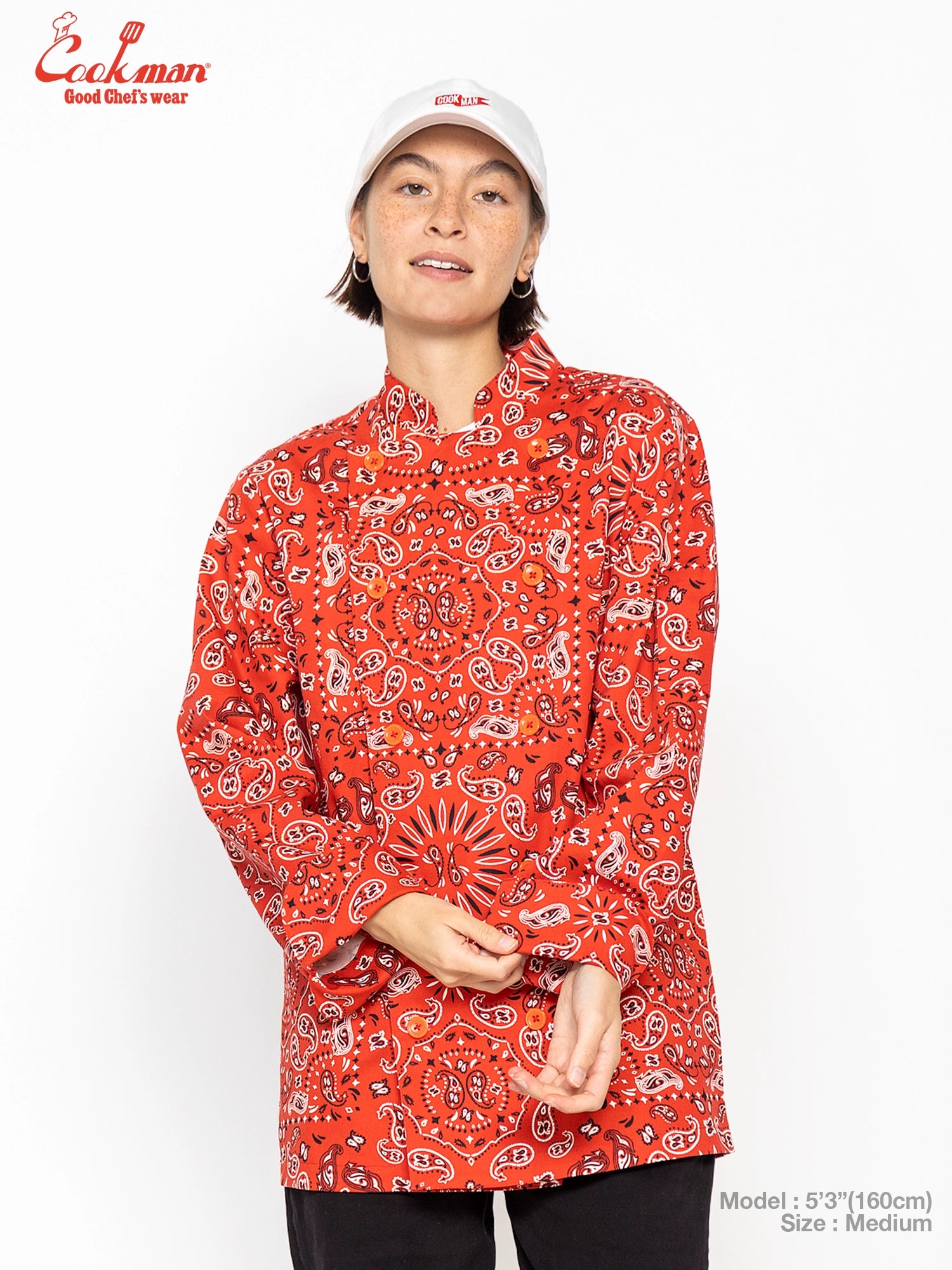 Cookman Chef Coat Long Sleeve Vented - Paisley : Red