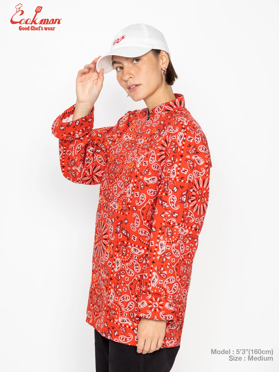 Chef Coat Long Sleeve Vented - Paisley : Red
