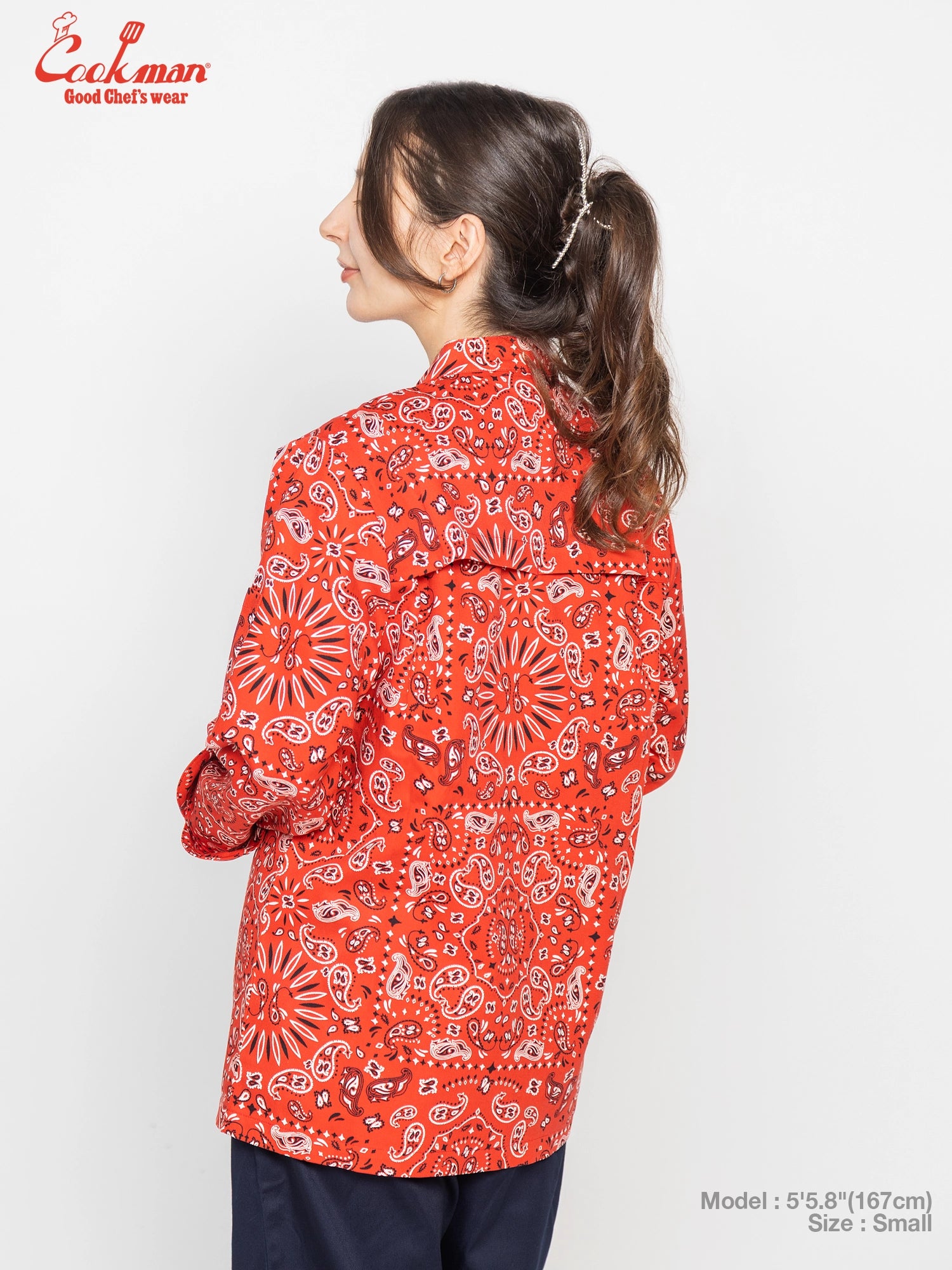 Cookman Chef Coat Long Sleeve Vented - Paisley : Red