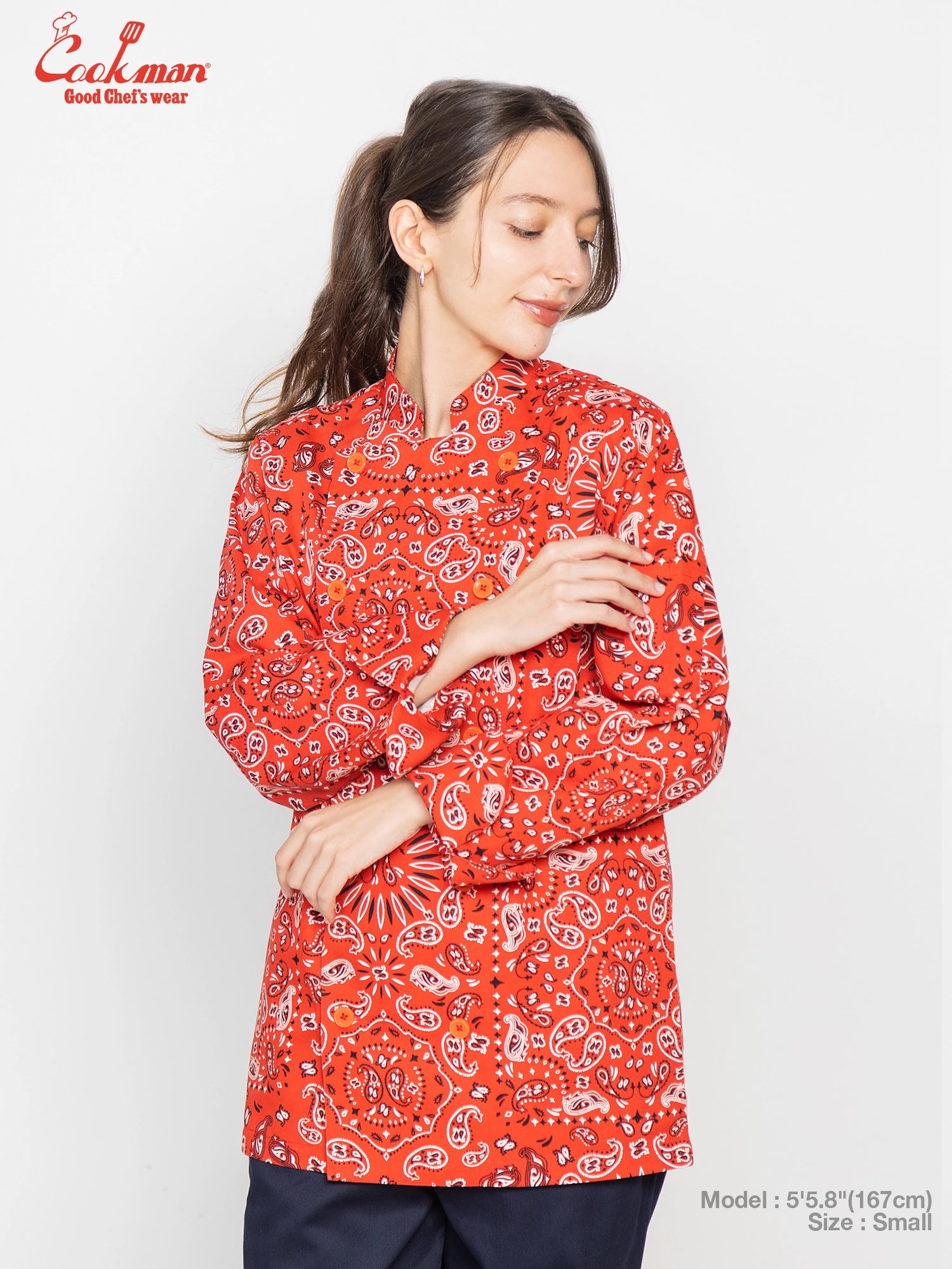 Cookman Chef Coat Long Sleeve Vented - Paisley : Red