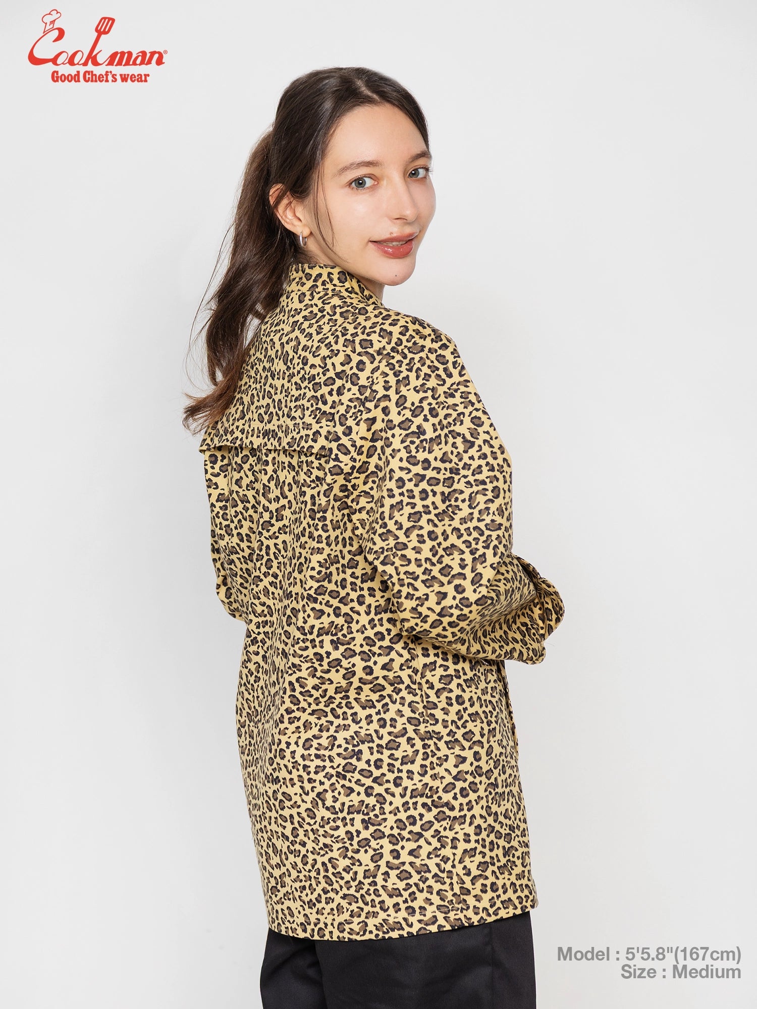 Cookman Chef Coat Long Sleeve Vented - Leopard : beige