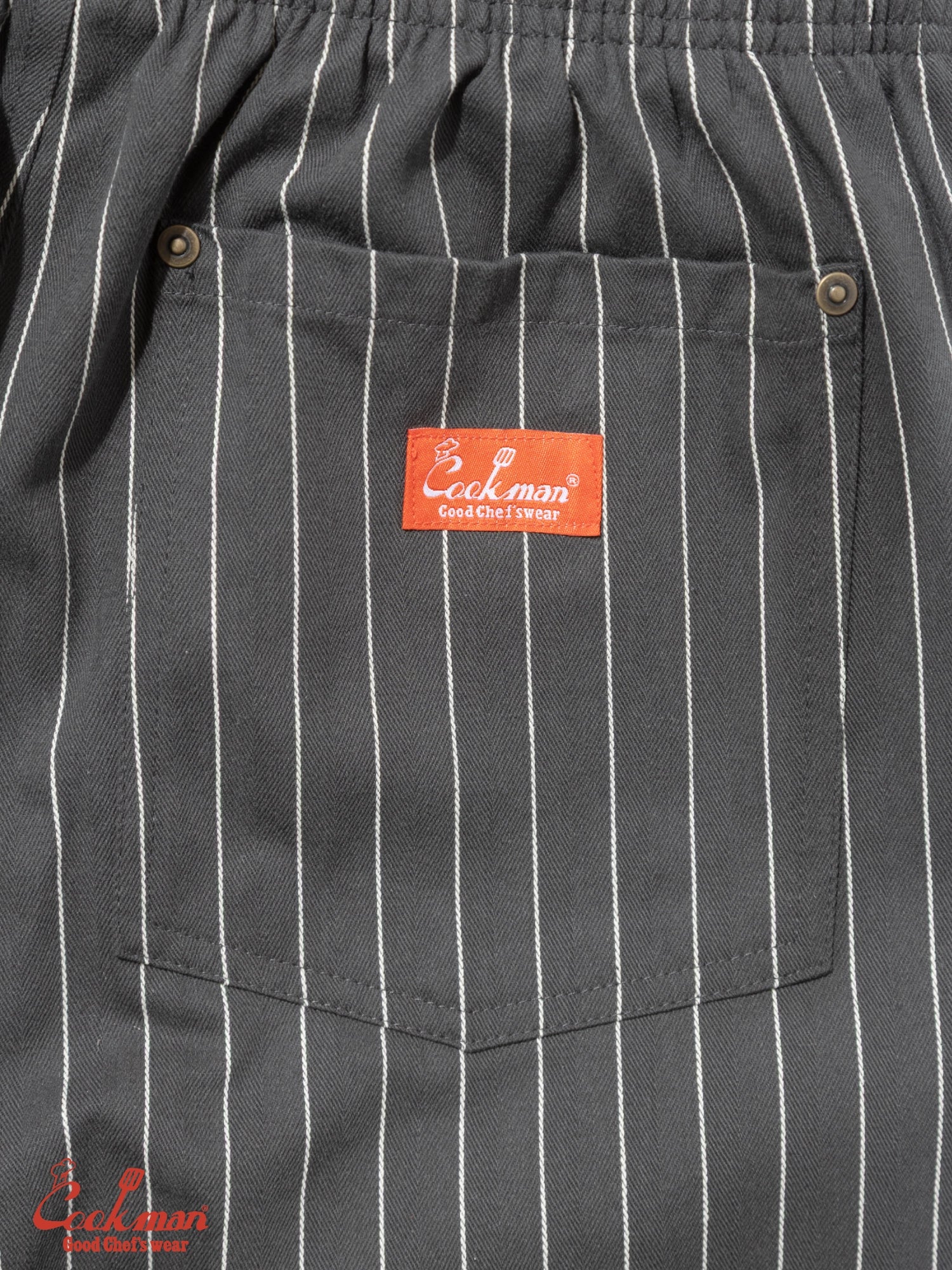 Chef Short Pants Front Pocket Herringbone - Stripe : Charcoal