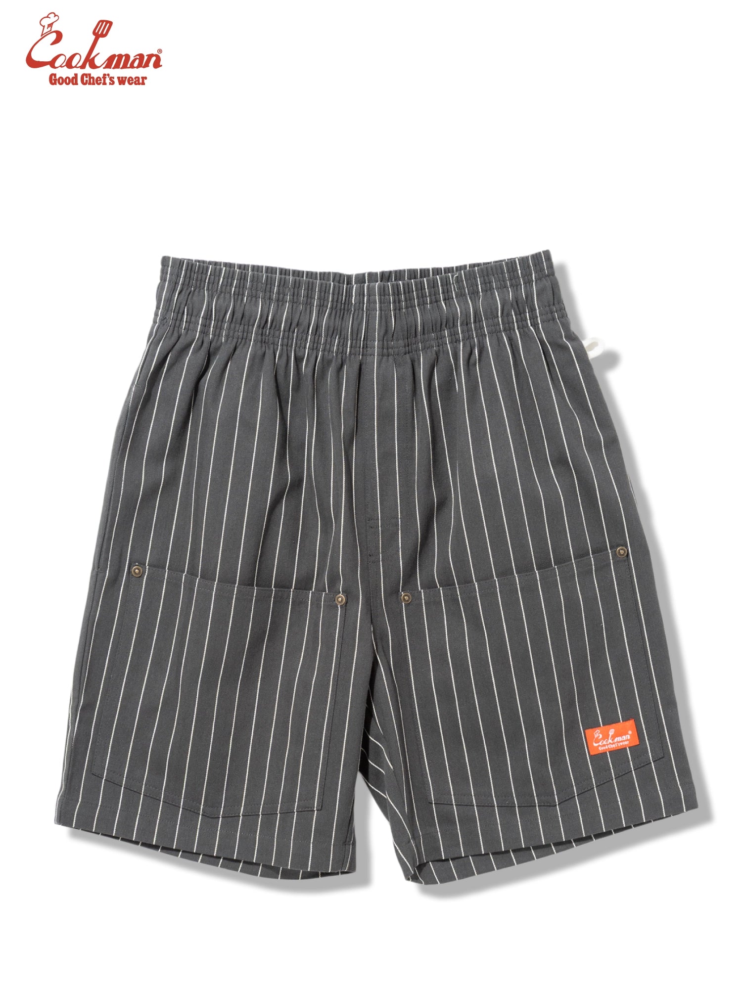 Chef Short Pants Front Pocket Herringbone - Stripe : Charcoal