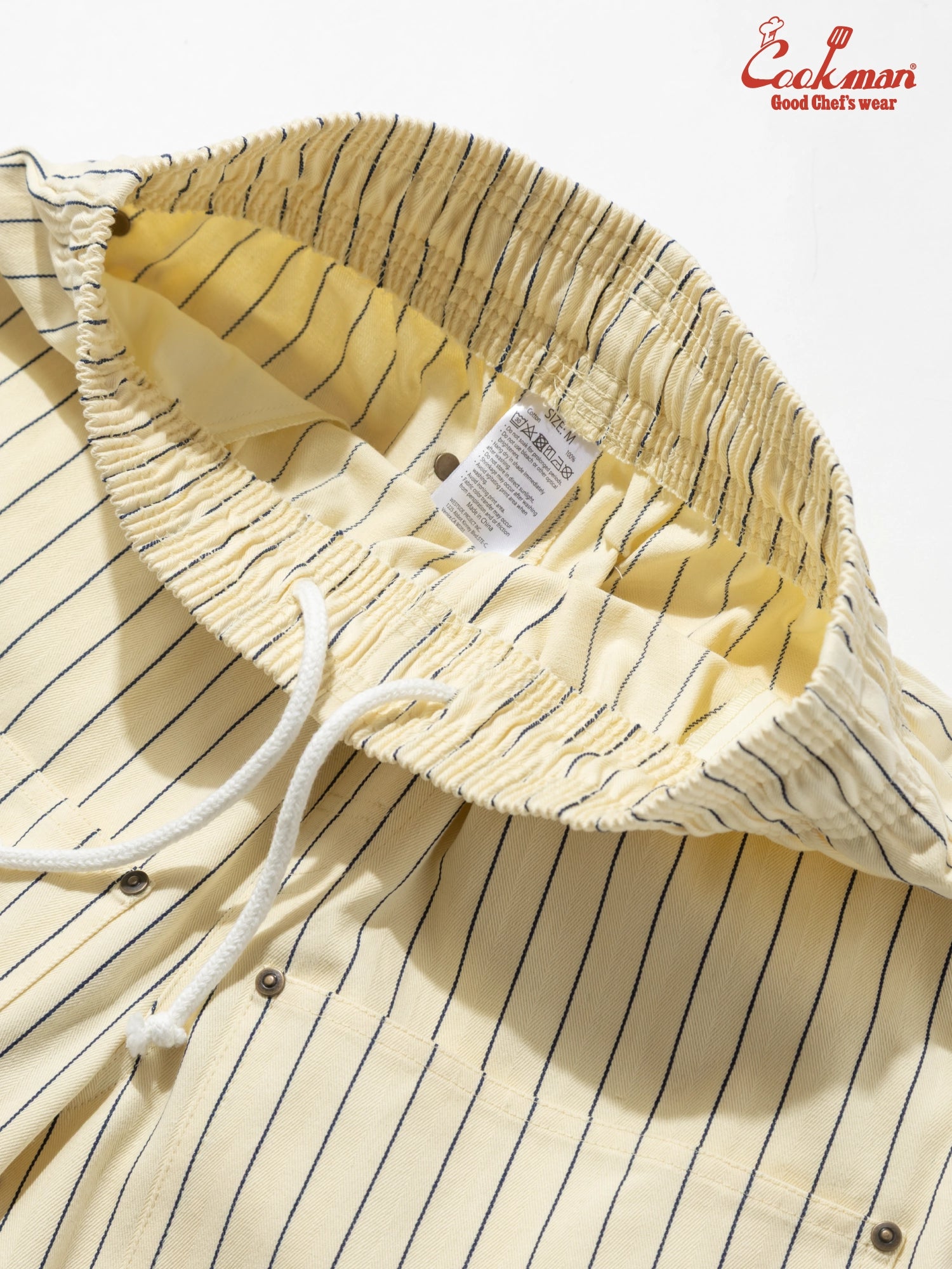 Chef Short Pants Front Pocket Herringbone - Stripe : Cream