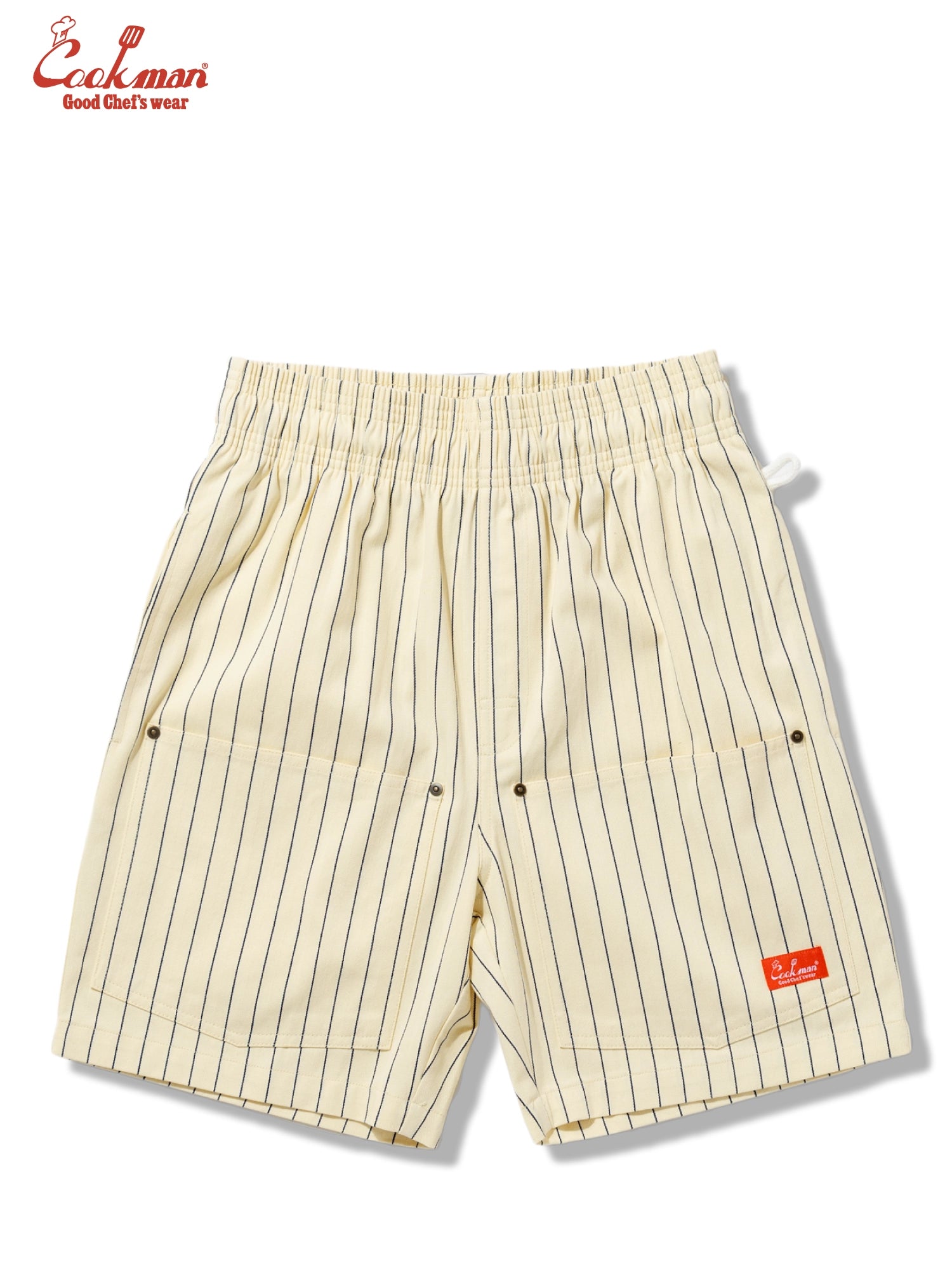 Chef Short Pants Front Pocket Herringbone - Stripe : Cream