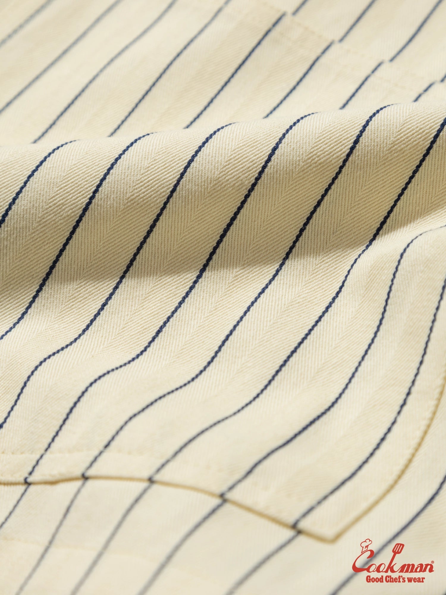 Chef Short Pants Front Pocket Herringbone - Stripe : Cream