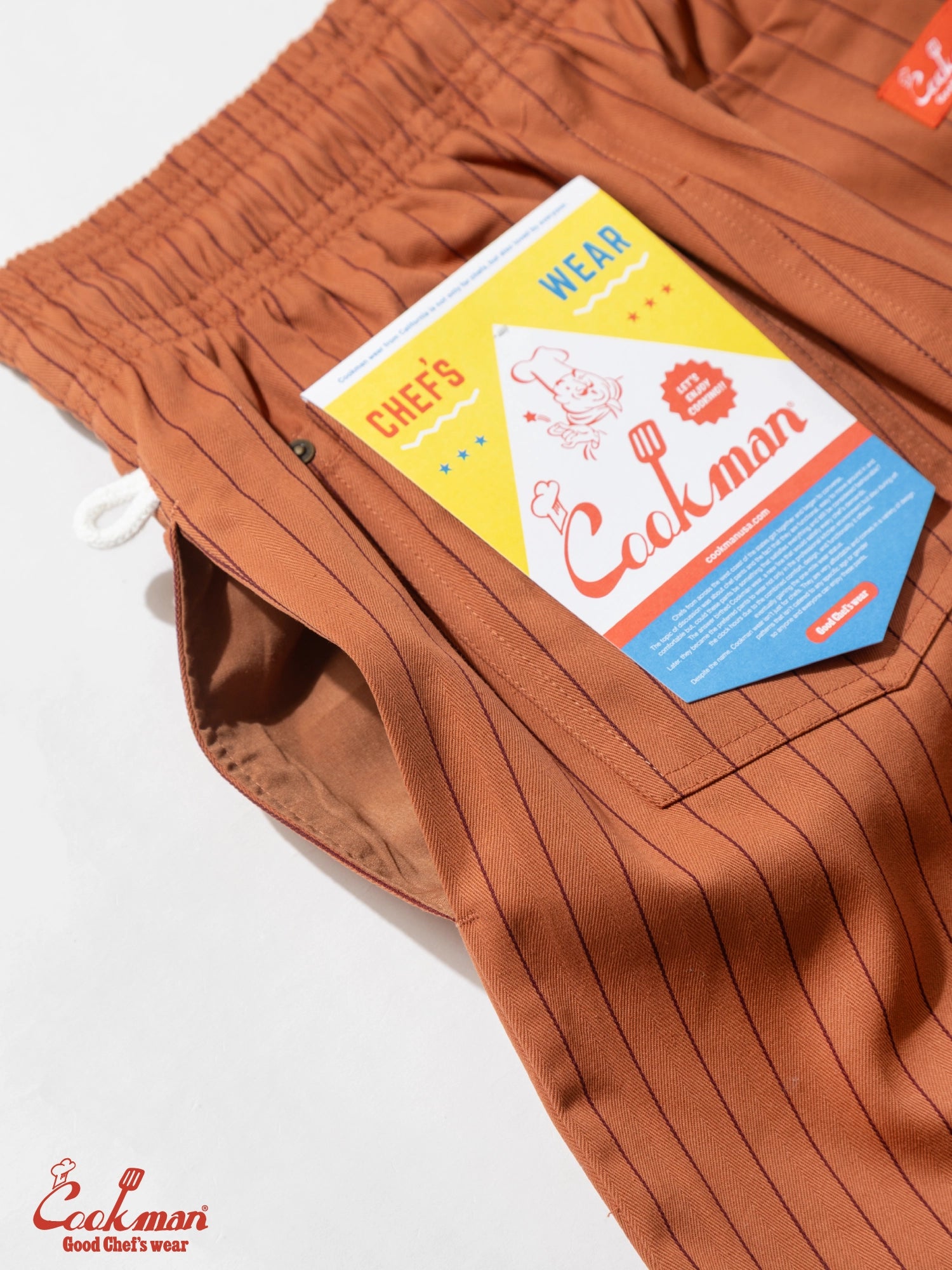 Chef Short Pants Front Pocket Herringbone - Stripe : Brick