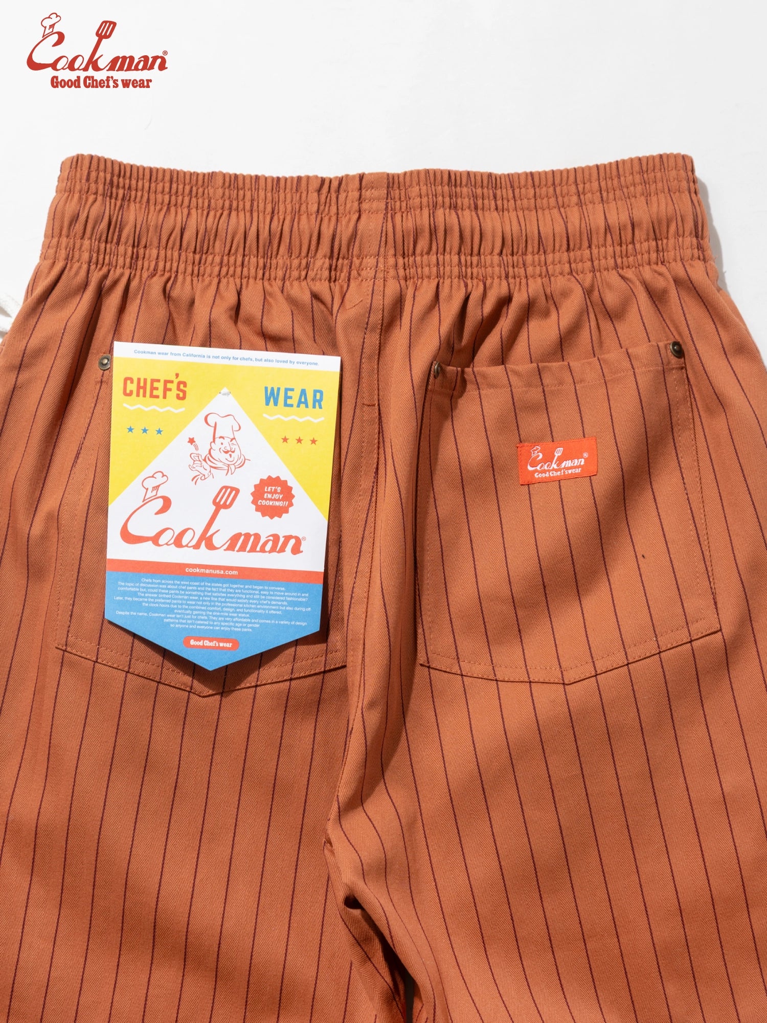 Chef Short Pants Front Pocket Herringbone - Stripe : Brick