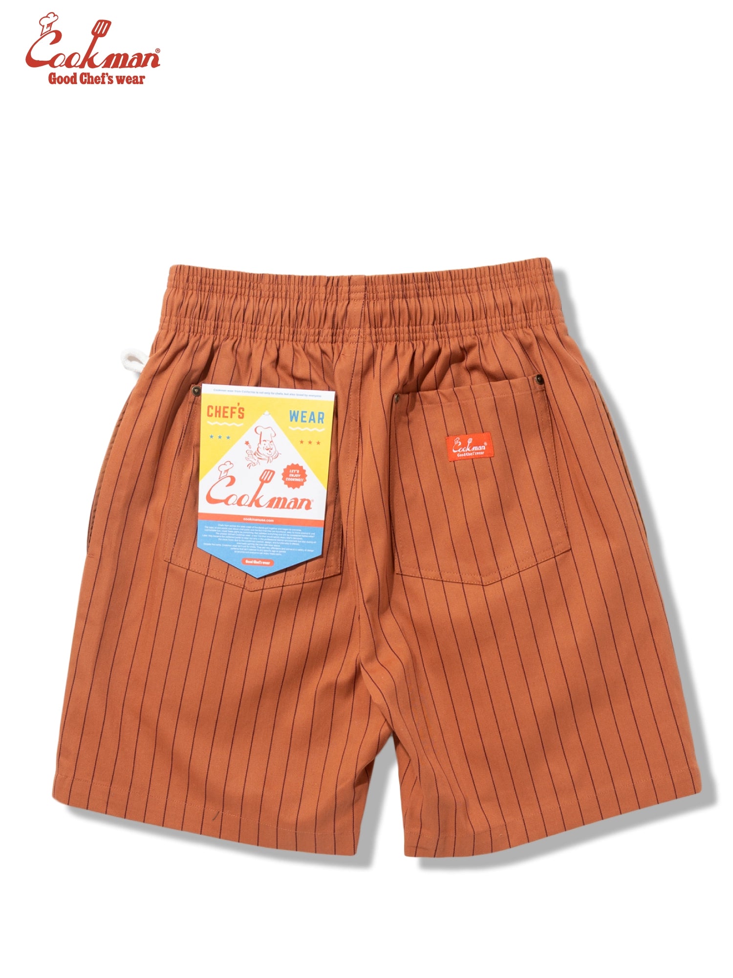 Chef Short Pants Front Pocket Herringbone - Stripe : Brick