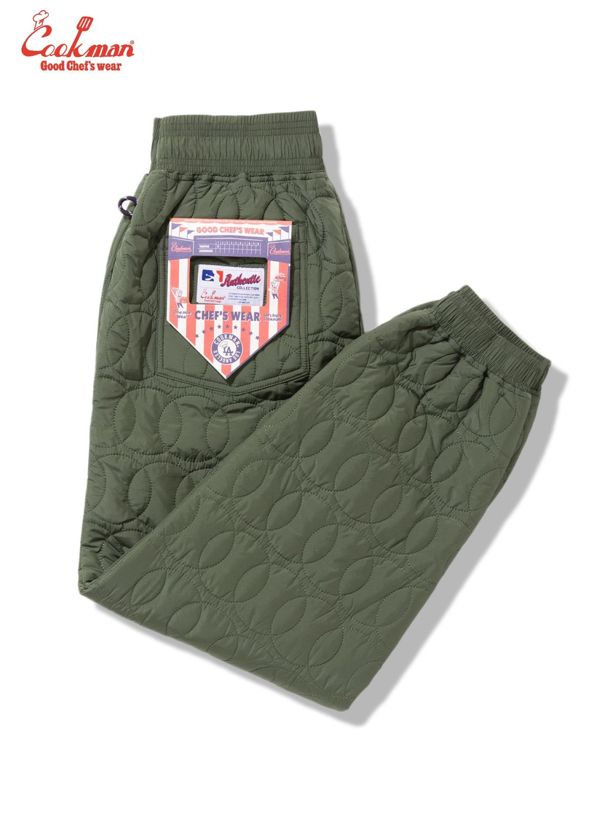 Chef Pants - Quilted Baseball : Olive