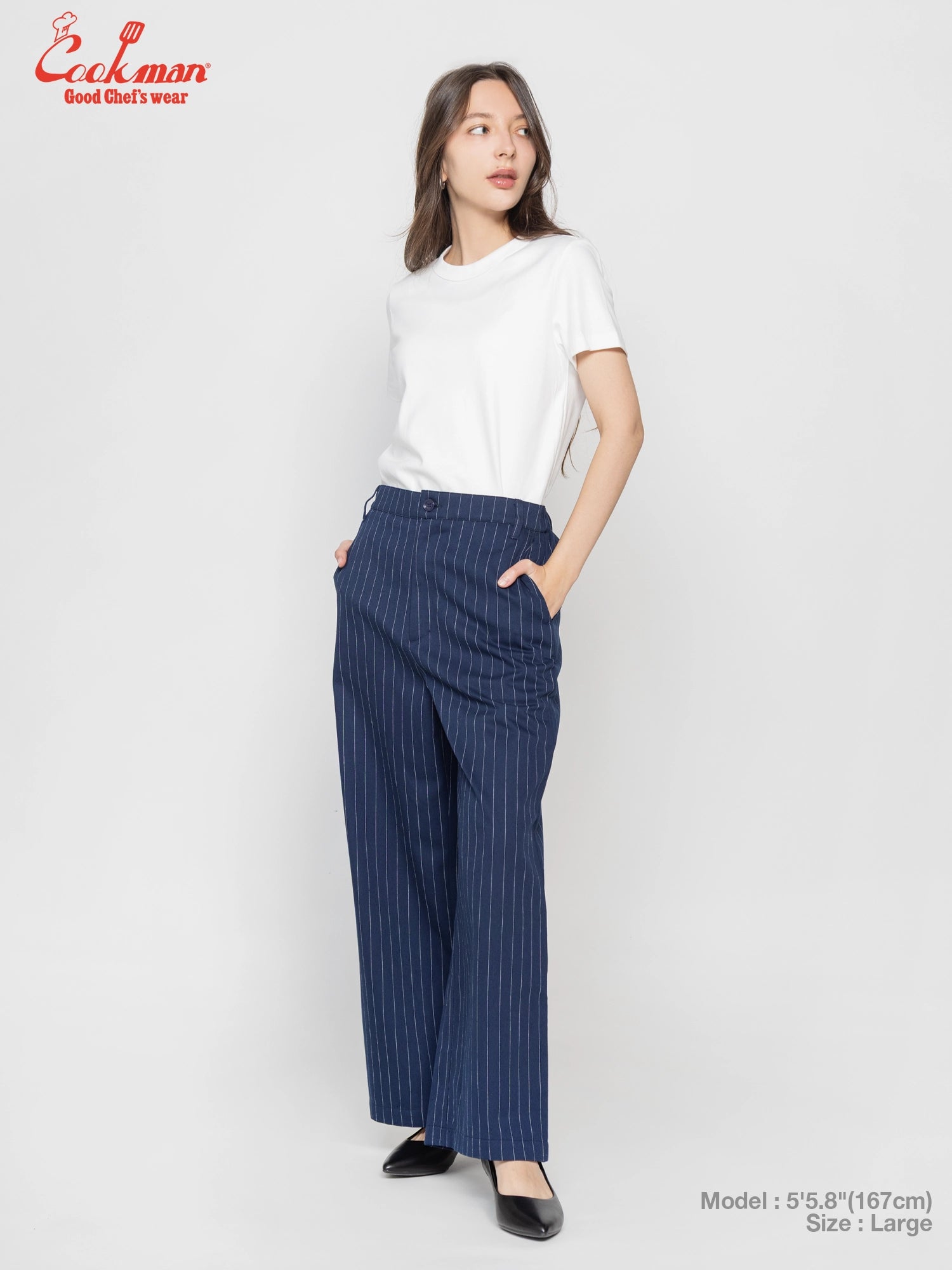 Cookman  Sally Pants - Pin Stripe : Navy