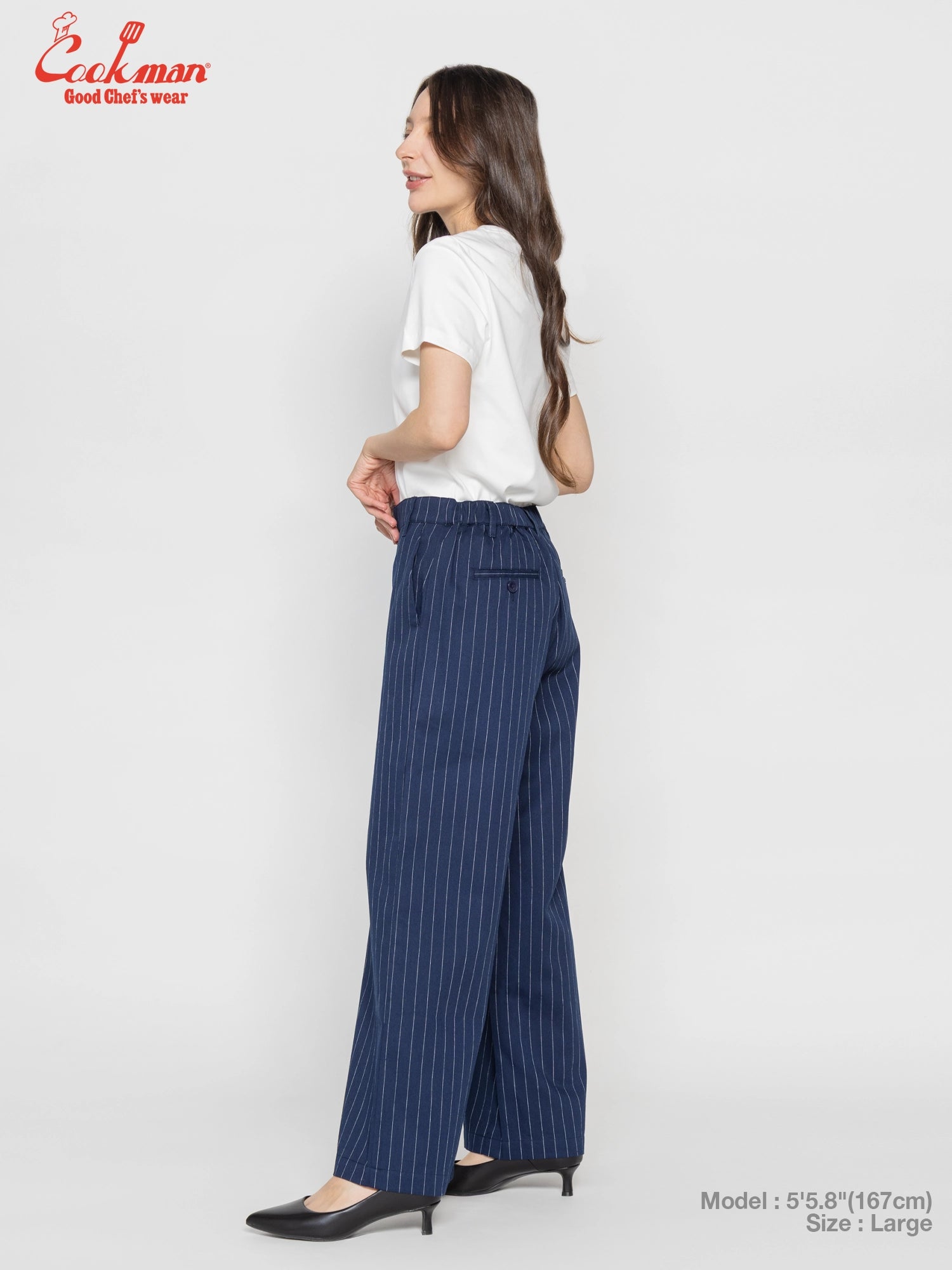 Cookman  Sally Pants - Pin Stripe : Navy