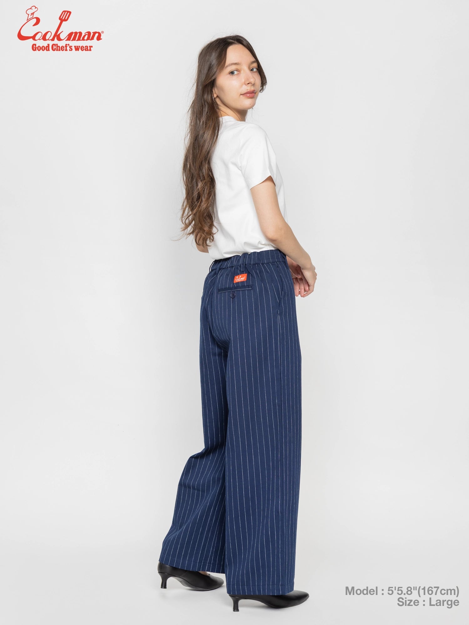 Cookman  Sally Pants - Pin Stripe : Navy