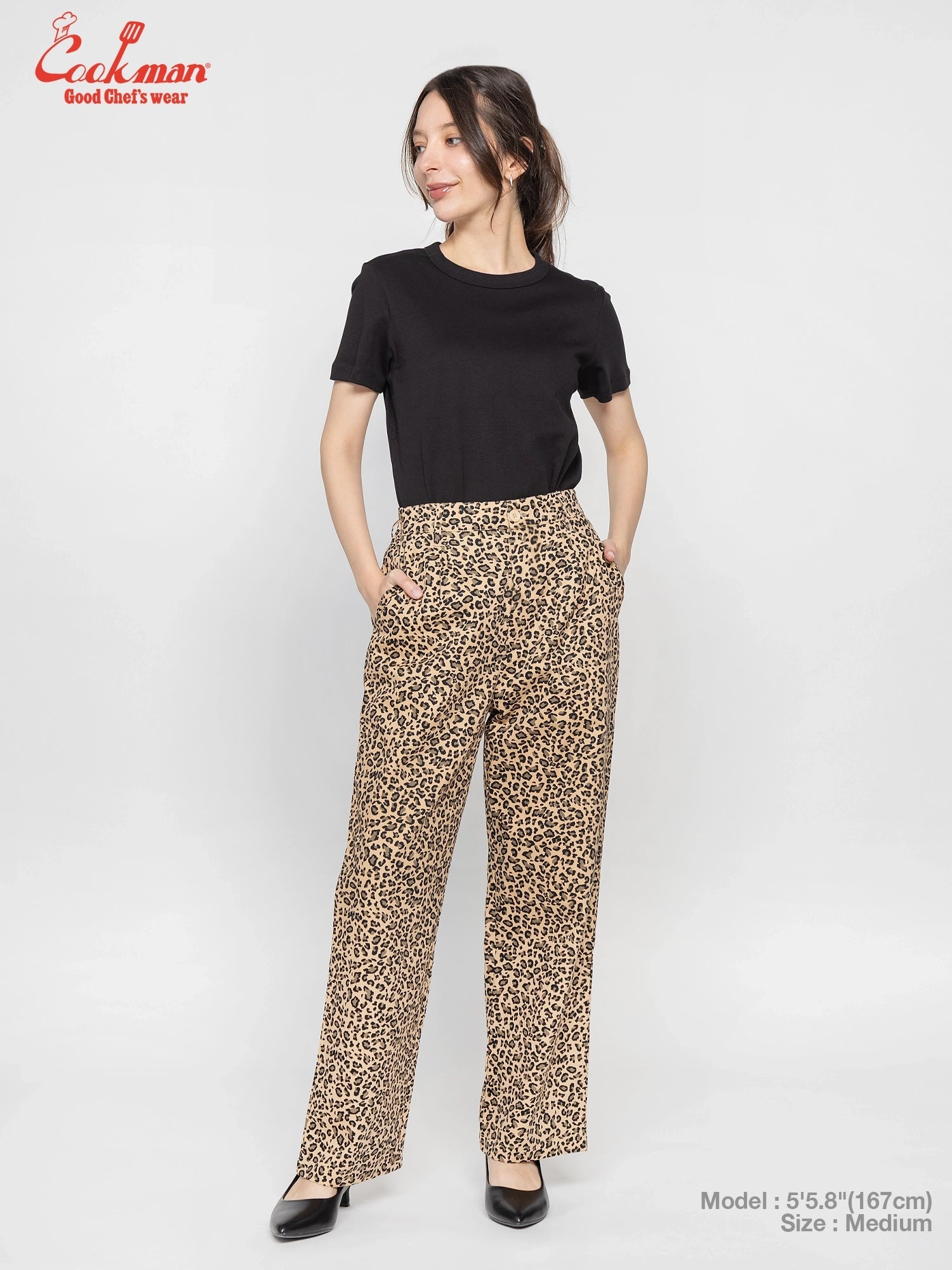 Cookman  Lucy Pants - Leopard : Beige