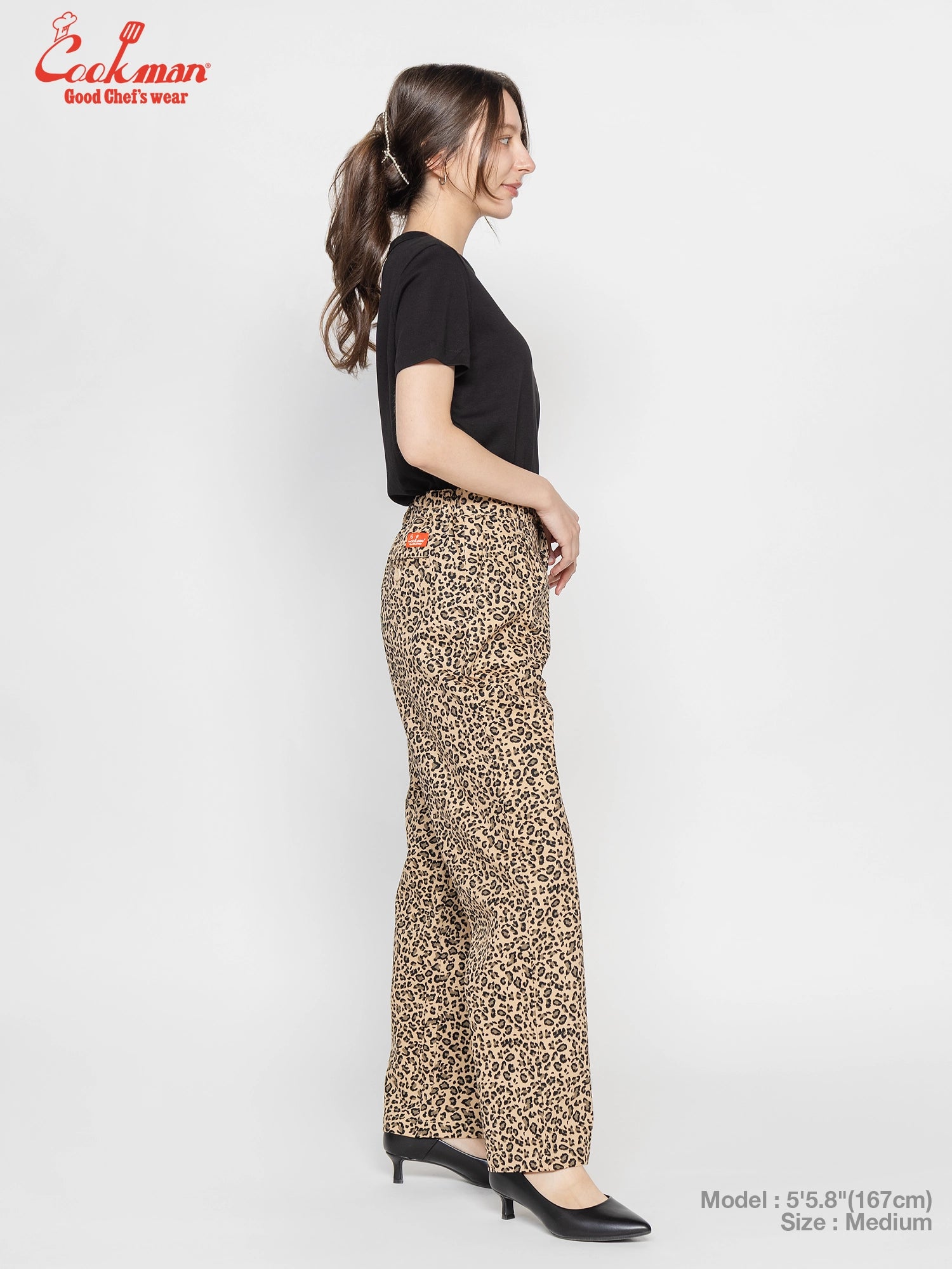 Cookman  Lucy Pants - Leopard : Beige