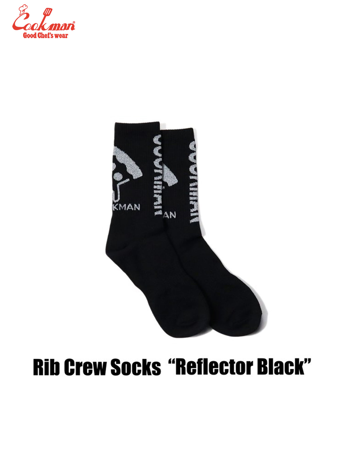 Rib Crew Socks - Reflector : Black