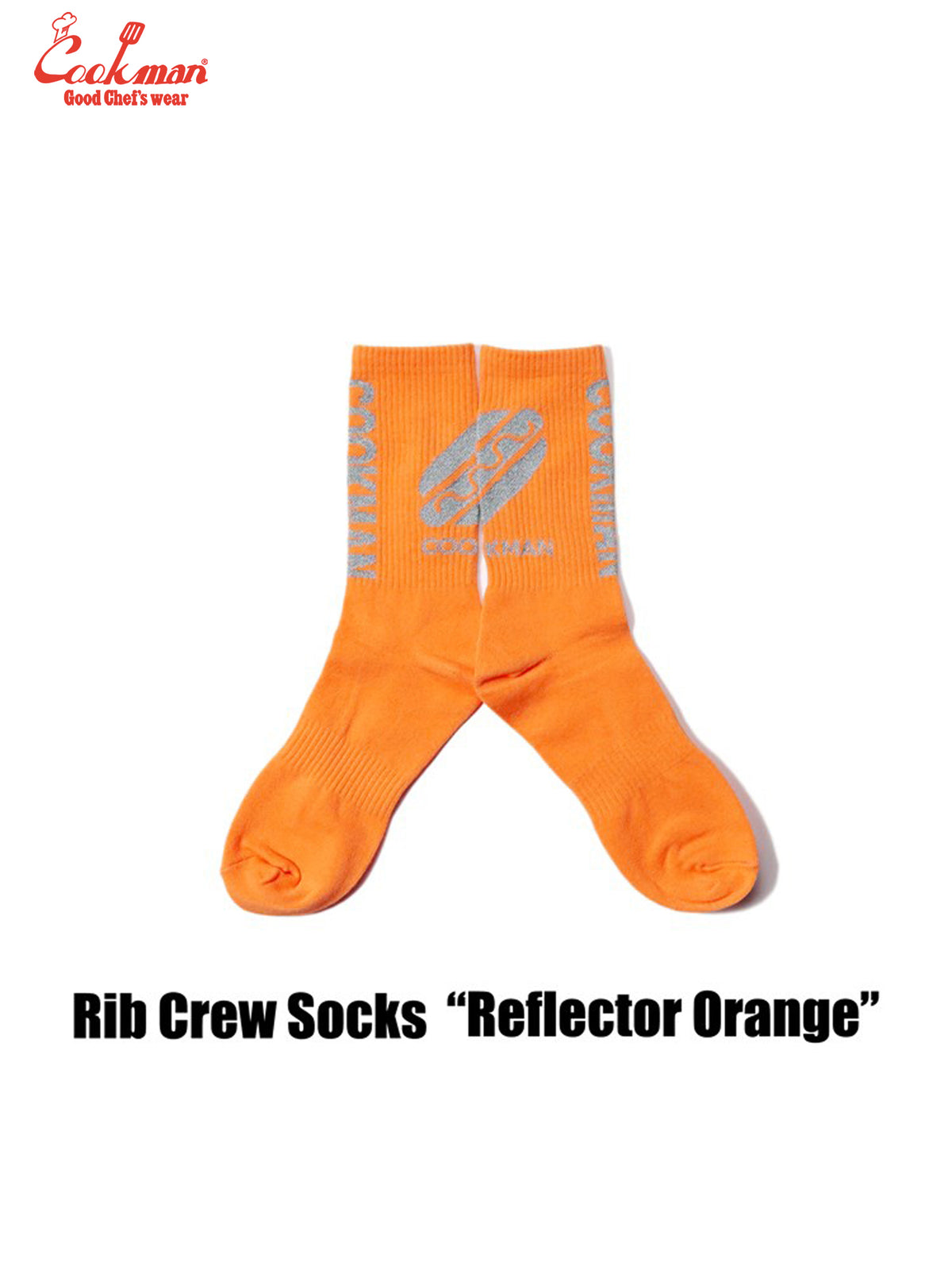 Rib Crew Socks - Reflector : Orange