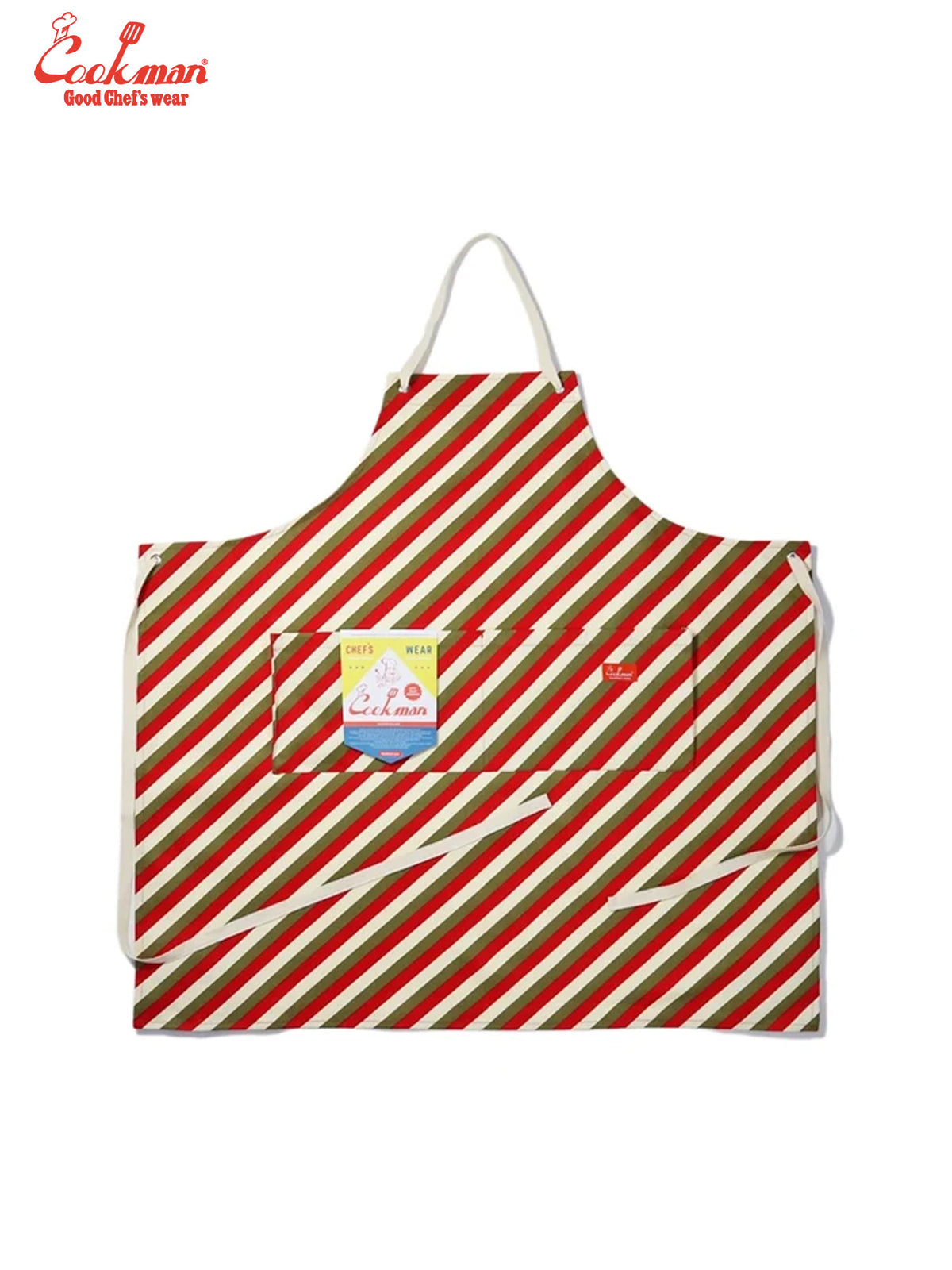 Wide Pocket Apron - Candy Stripe : Red