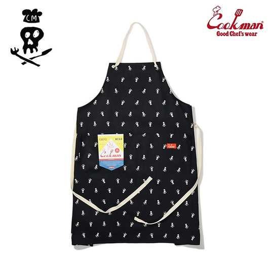 Cookman Wide Pocket Apron - Skull : Black