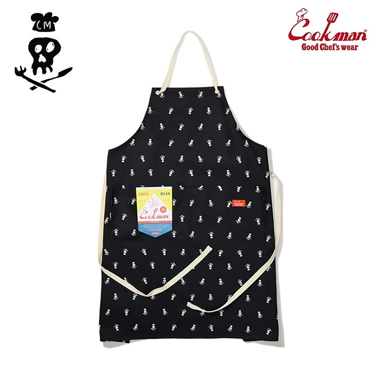 Wide Pocket Apron - Skull : Black
