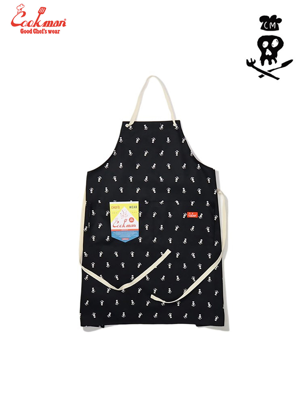 Wide Pocket Apron - Skull : Black