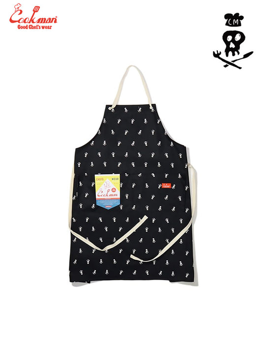 Wide Pocket Apron - Skull : Black