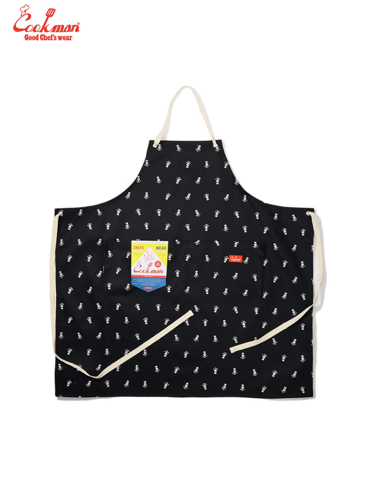Wide Pocket Apron - Skull : Black